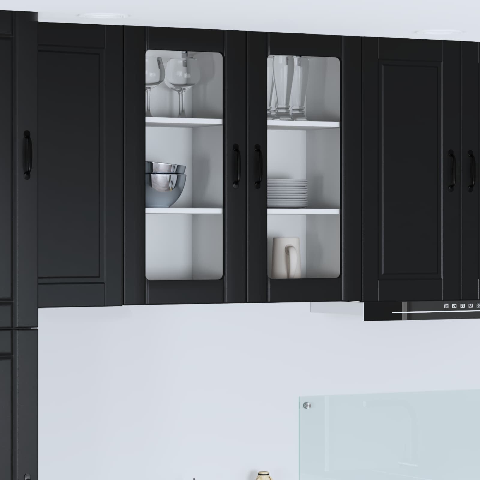 vidaXL Стенен стъклен шкаф PORTO Черно 40 x 31 x 80 см