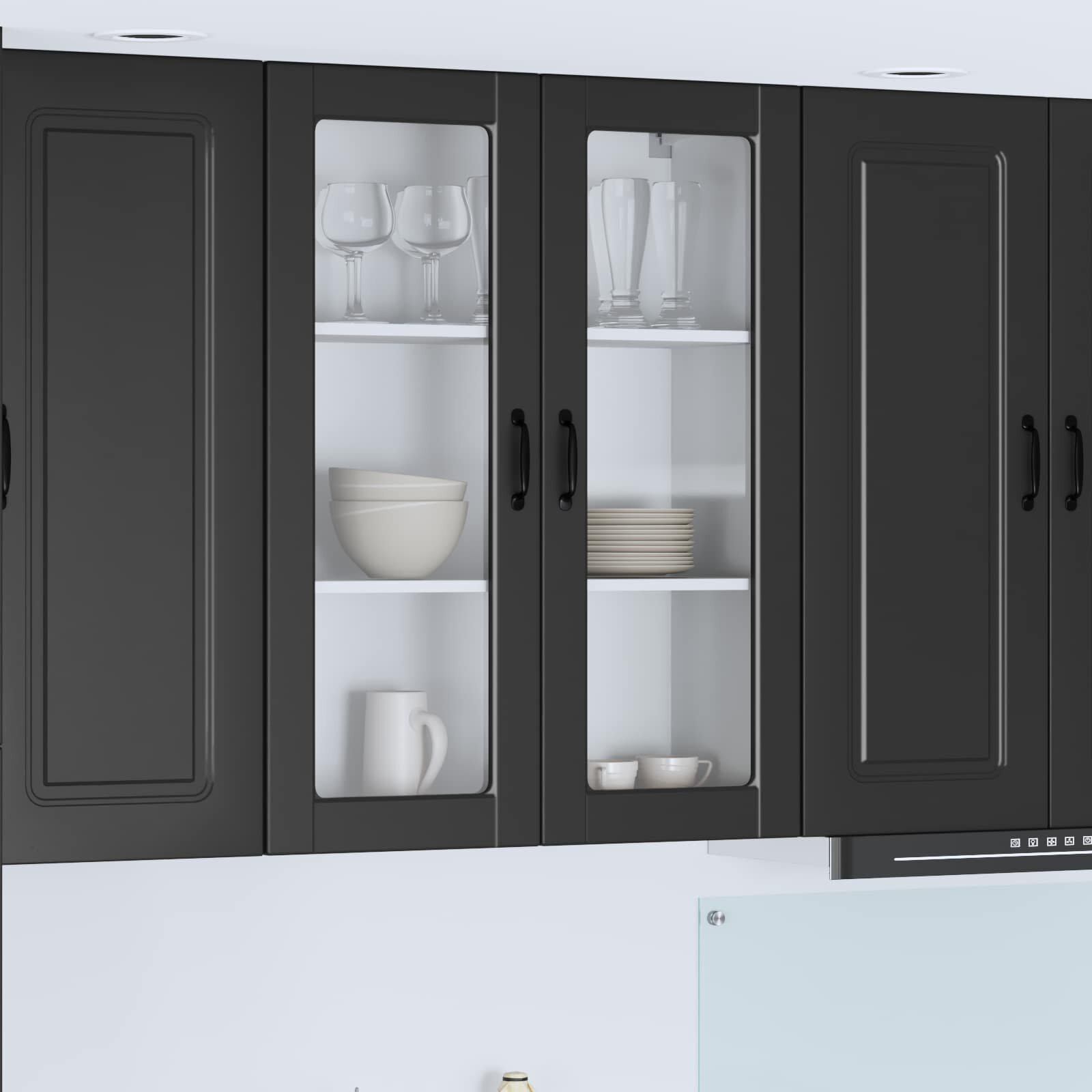vidaXL Стенен стъклен шкаф PORTO Черно 80 x 31 x 100 см