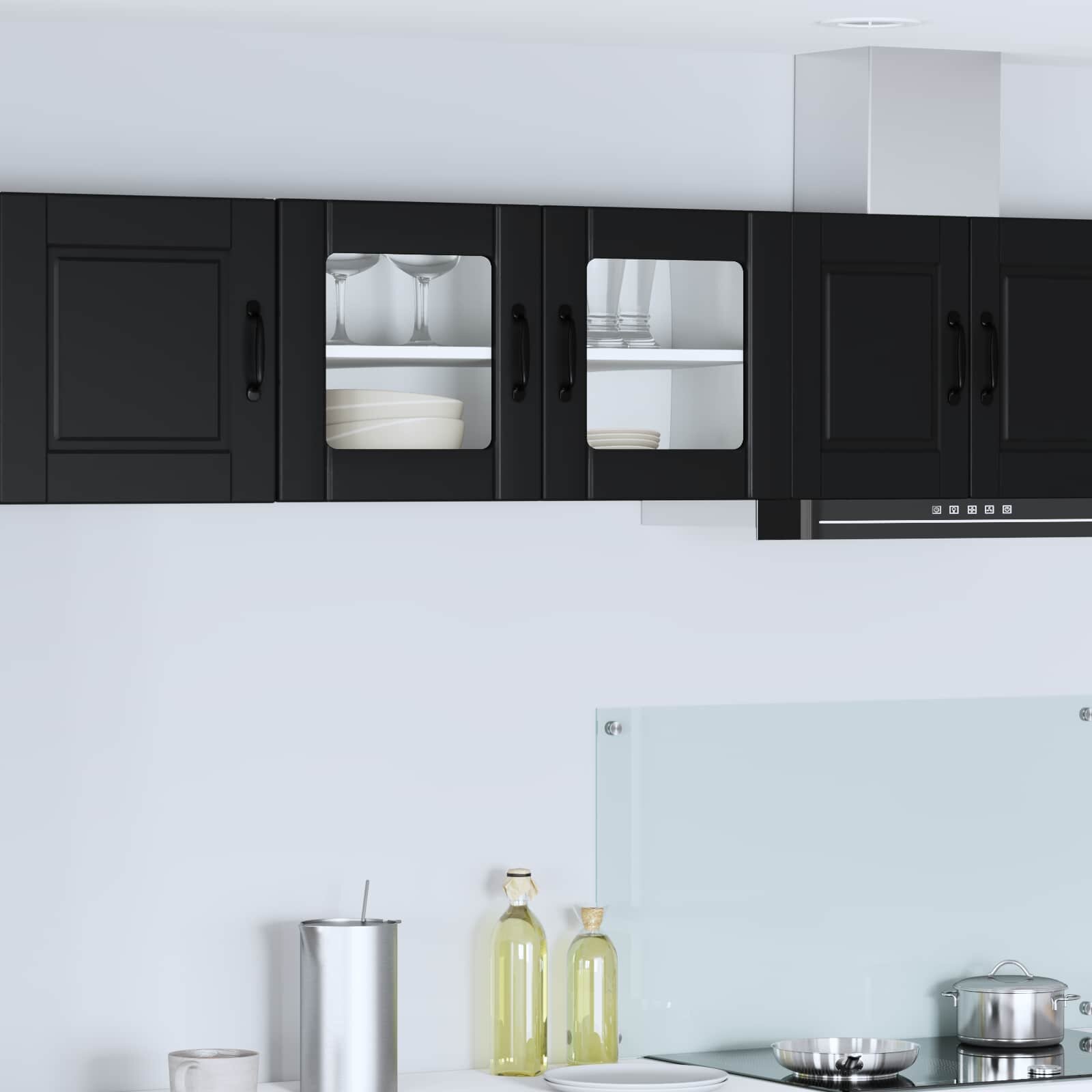 vidaXL Стенен стъклен шкаф PORTO Черно 80 x 31 x 40 см