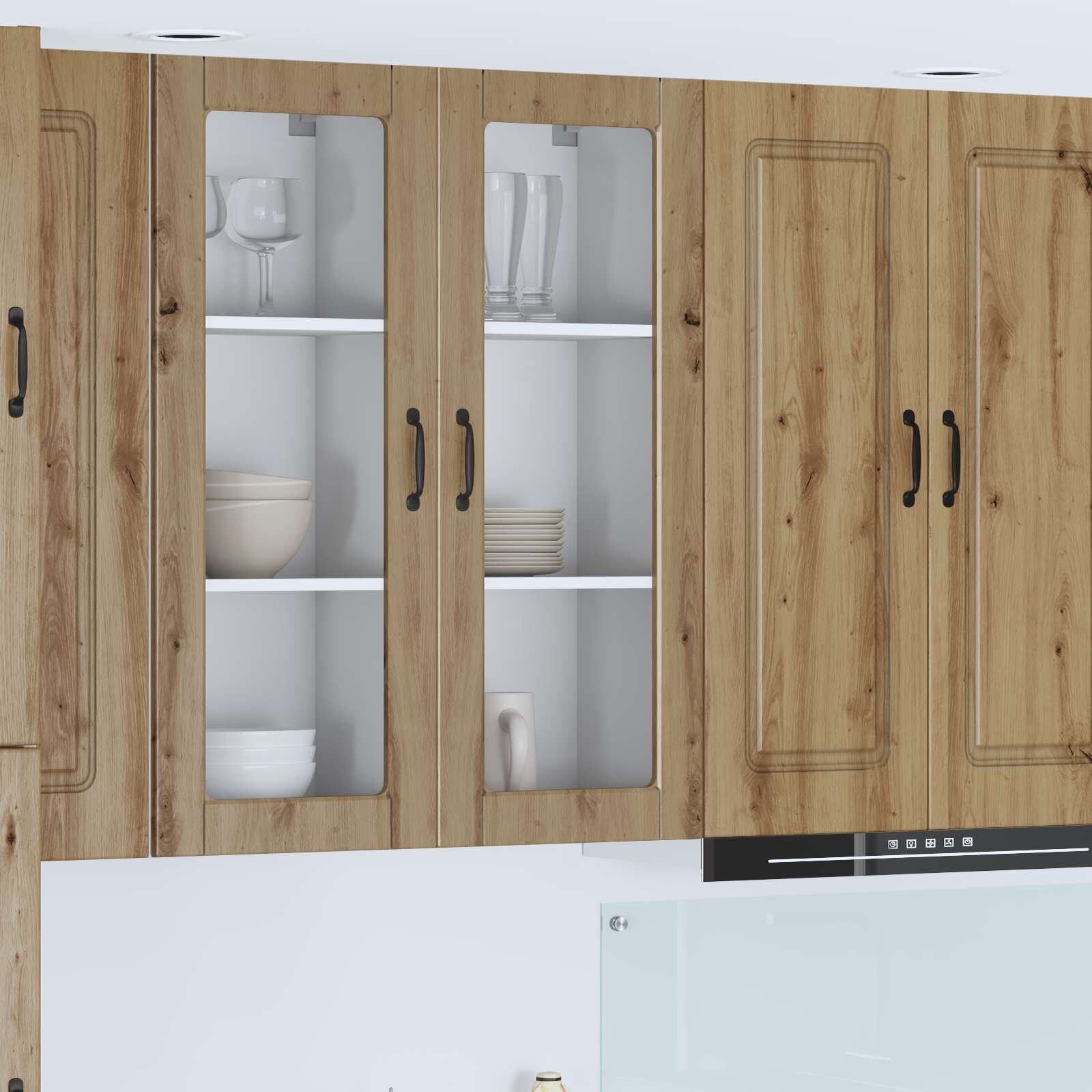vidaXL Стенен стъклен шкаф PORTO Дъб 40 x 31 x 100 см