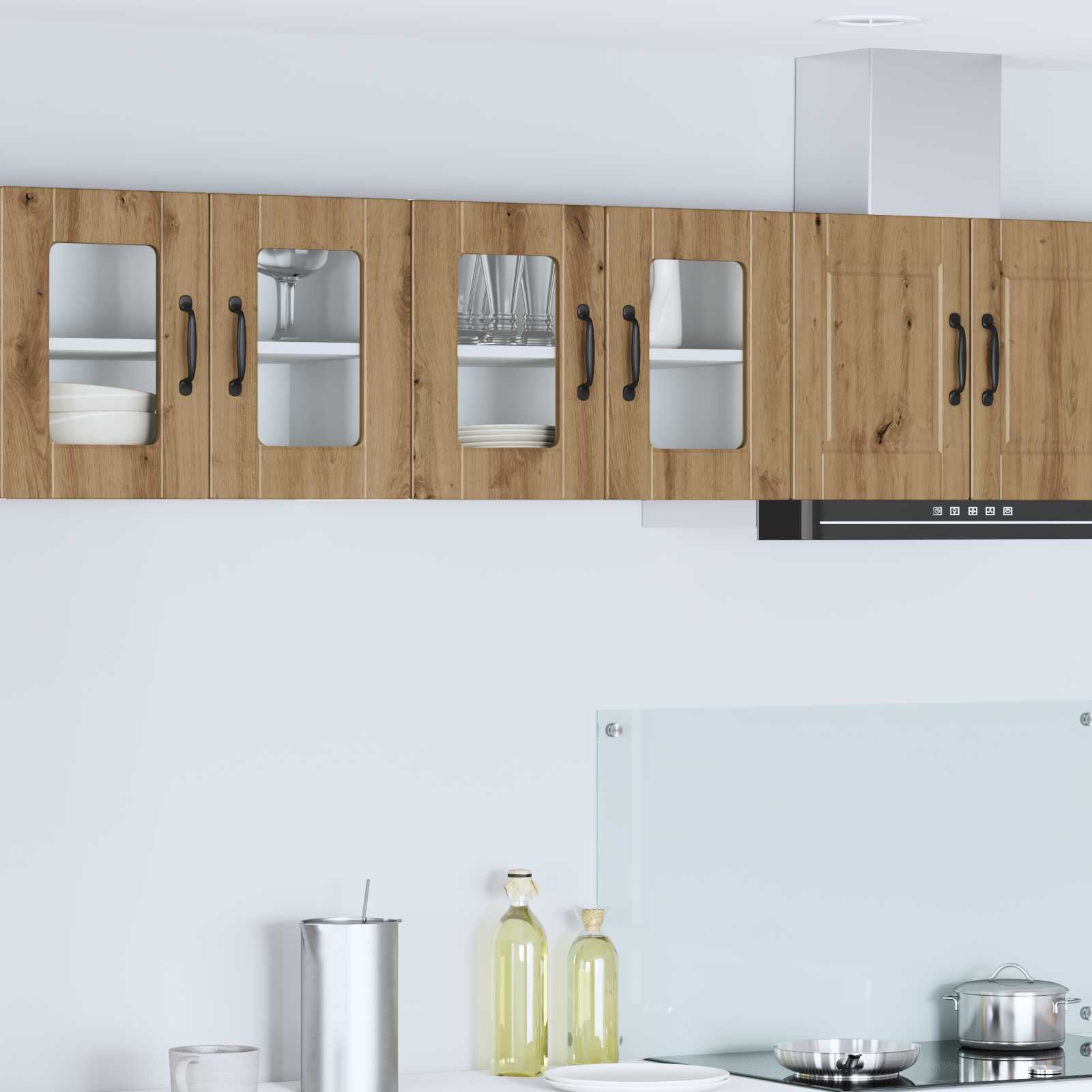 vidaXL Стенен стъклен шкаф PORTO Дъб 60 x 31 x 40 см