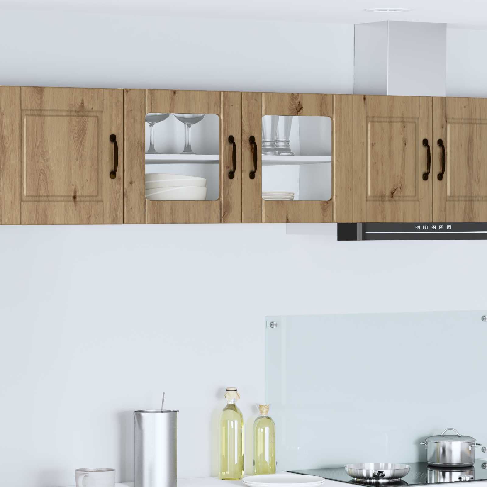 vidaXL Стенен стъклен шкаф PORTO Дъб 80 x 31 x 40 см