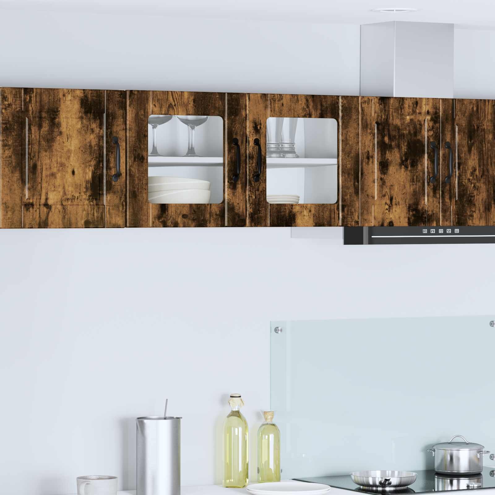 vidaXL Стенен стъклен шкаф PORTO Димян дъб 80 x 31 x 40 см