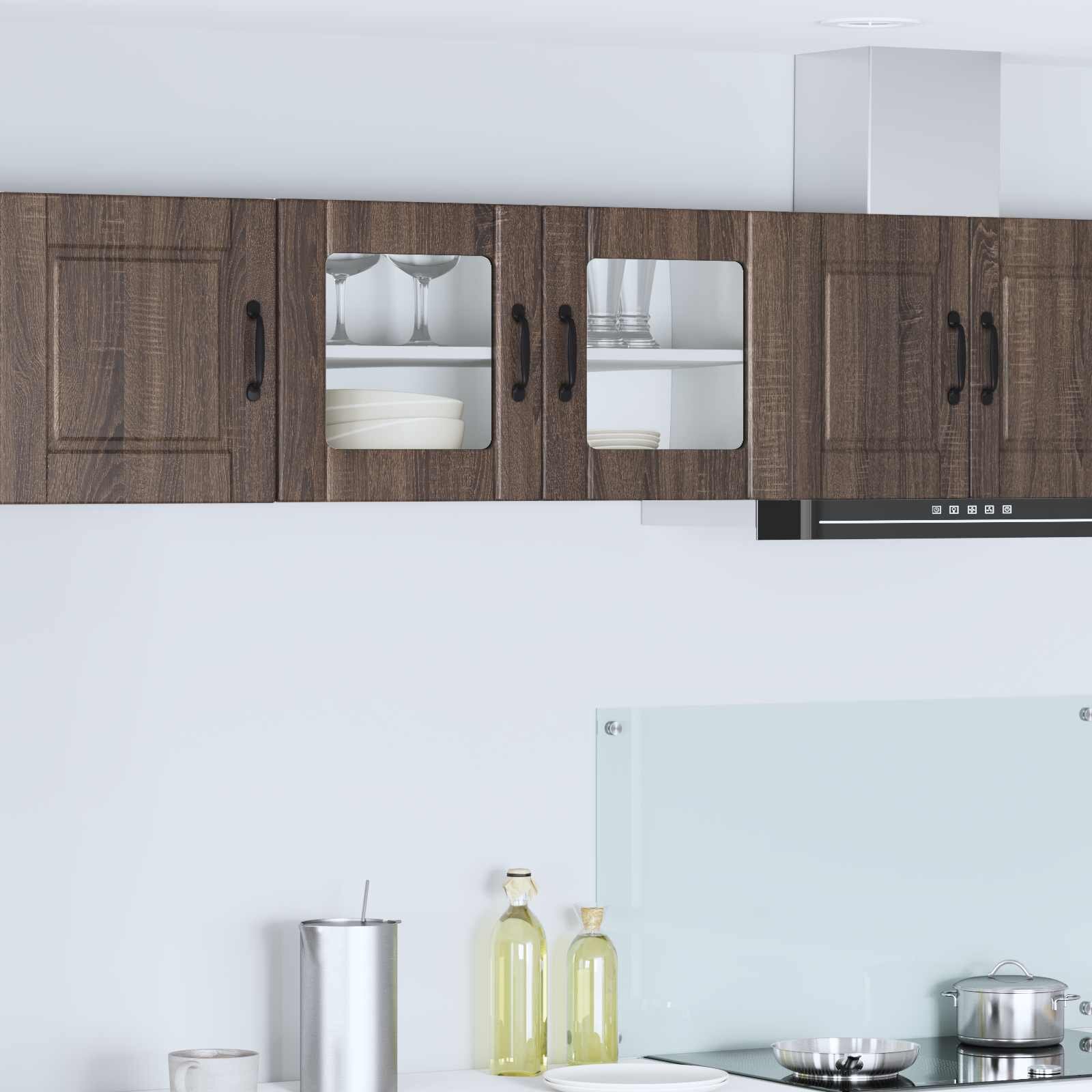vidaXL Стенен стъклен шкаф PORTO Кафяв дъб 80 x 31 x 40 см