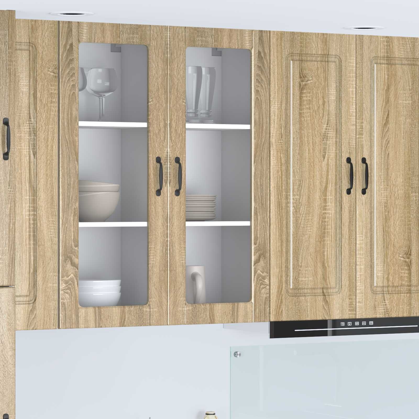 vidaXL Стенен стъклен шкаф PORTO Сонома дъб 40 x 31 x 100 см