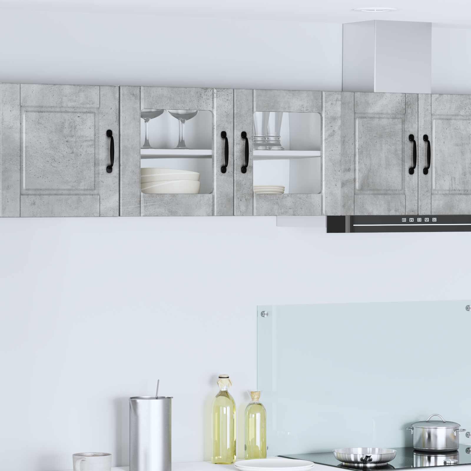 vidaXL Стенен стъклен шкаф PORTO Циментено сиво 80 x 31 x 40 см