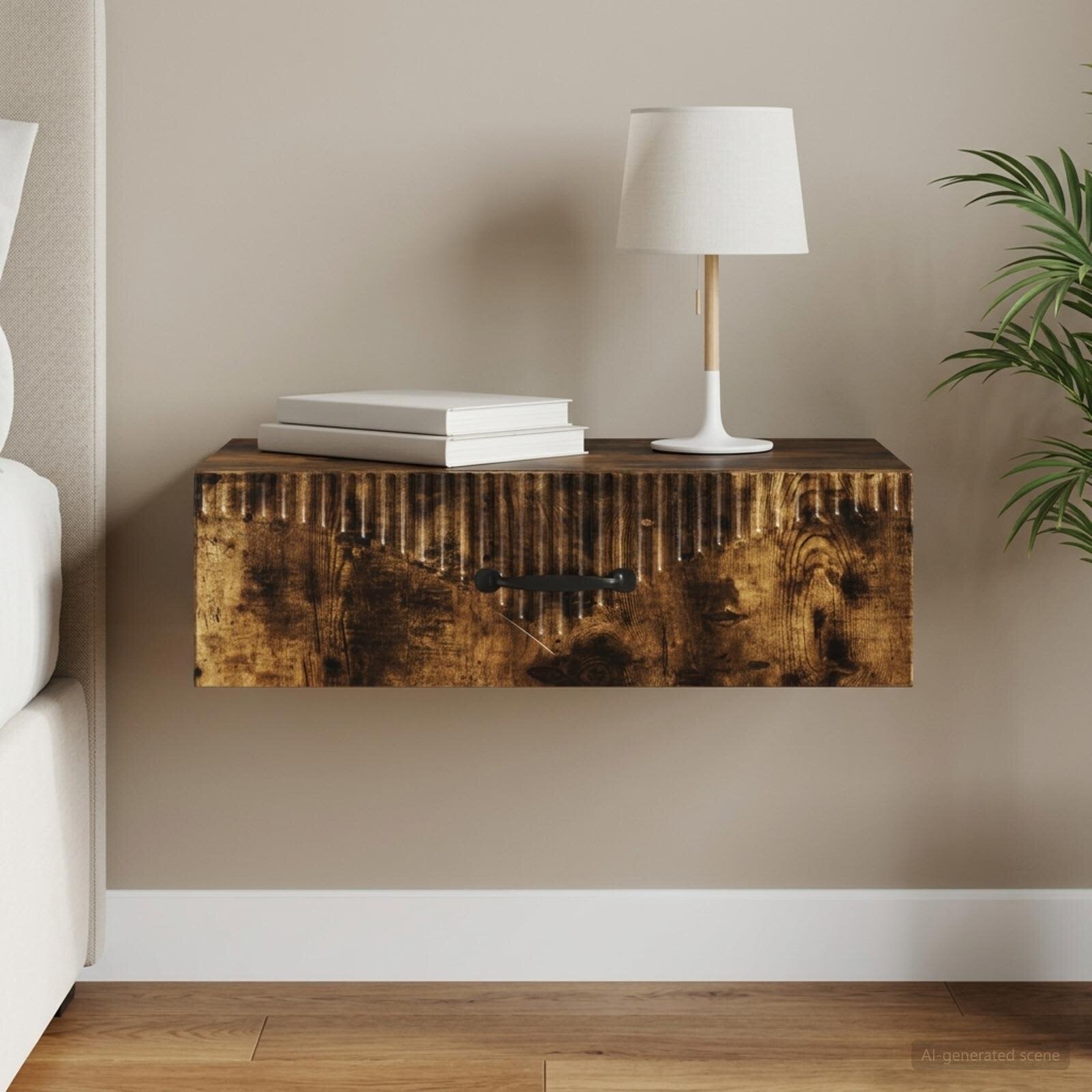 vidaXL Стенен страничен масичка 59 x 345 x 17 см Инженерна дървесина