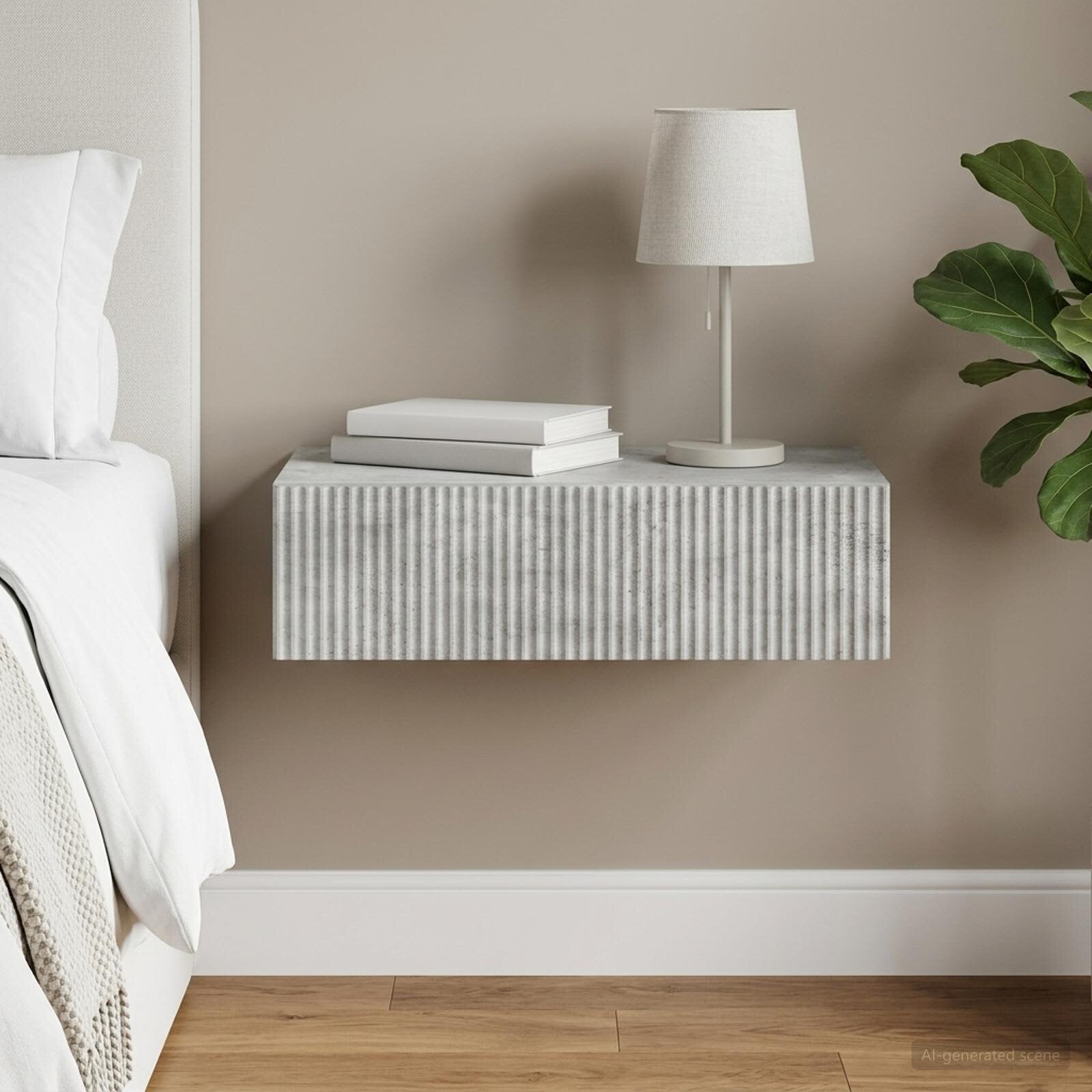 vidaXL Стенен страничен масичка 875 x 345 x 17 см Бетонно сиво
