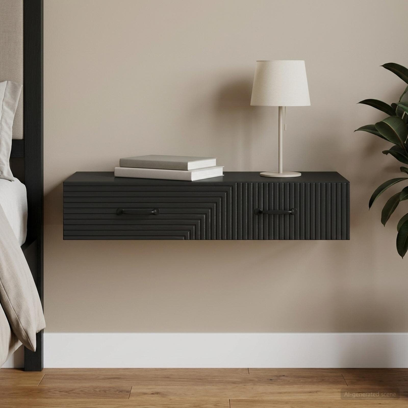 vidaXL Стенен страничен масичка 875 x 345 x 17 см Черно