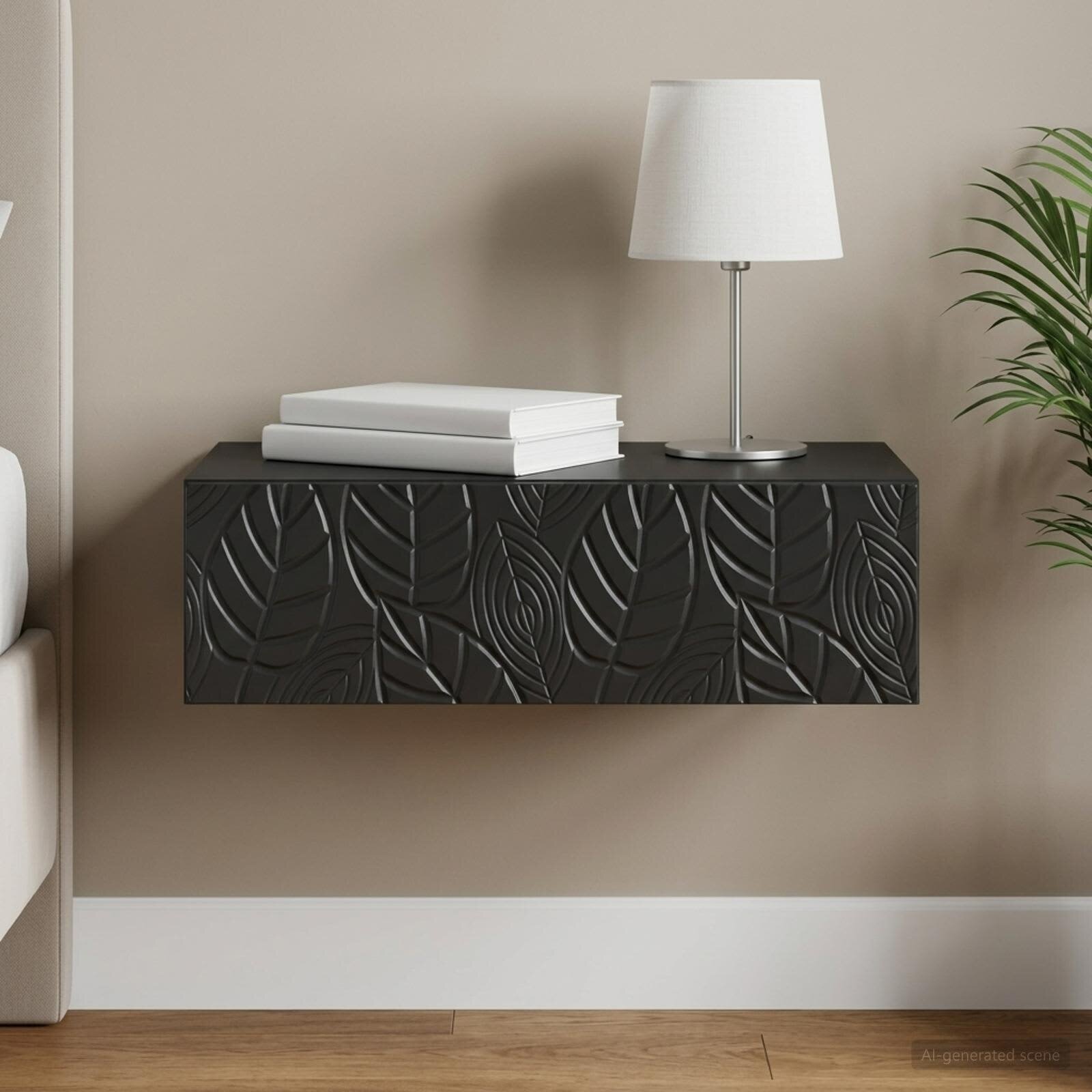 vidaXL Стенен страничен масичка 875 x 345 x 17 см Черно
