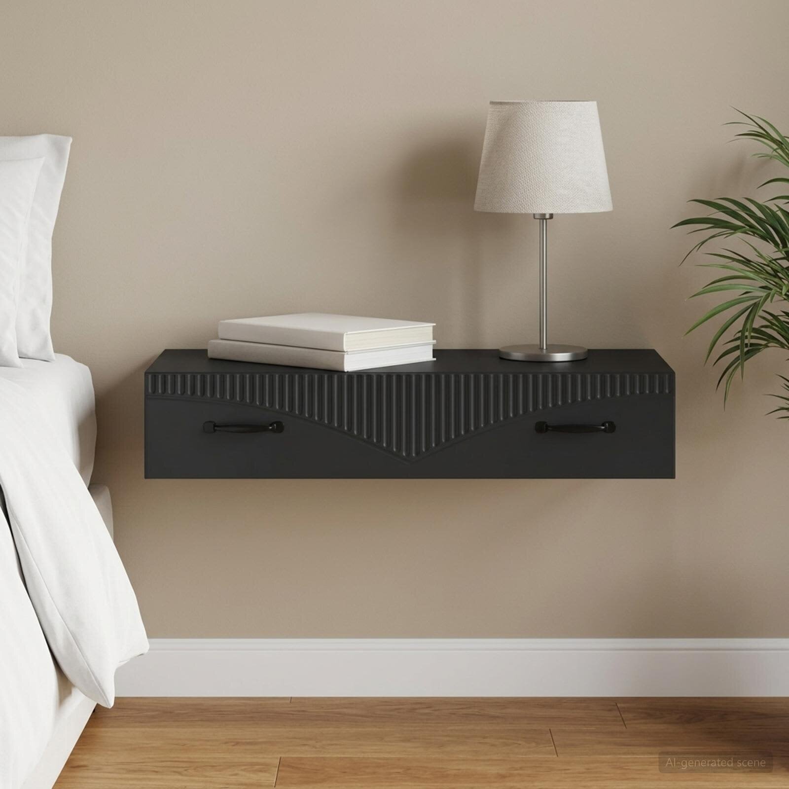 vidaXL Стенен страничен масичка 875 x 345 x 17 см Черно