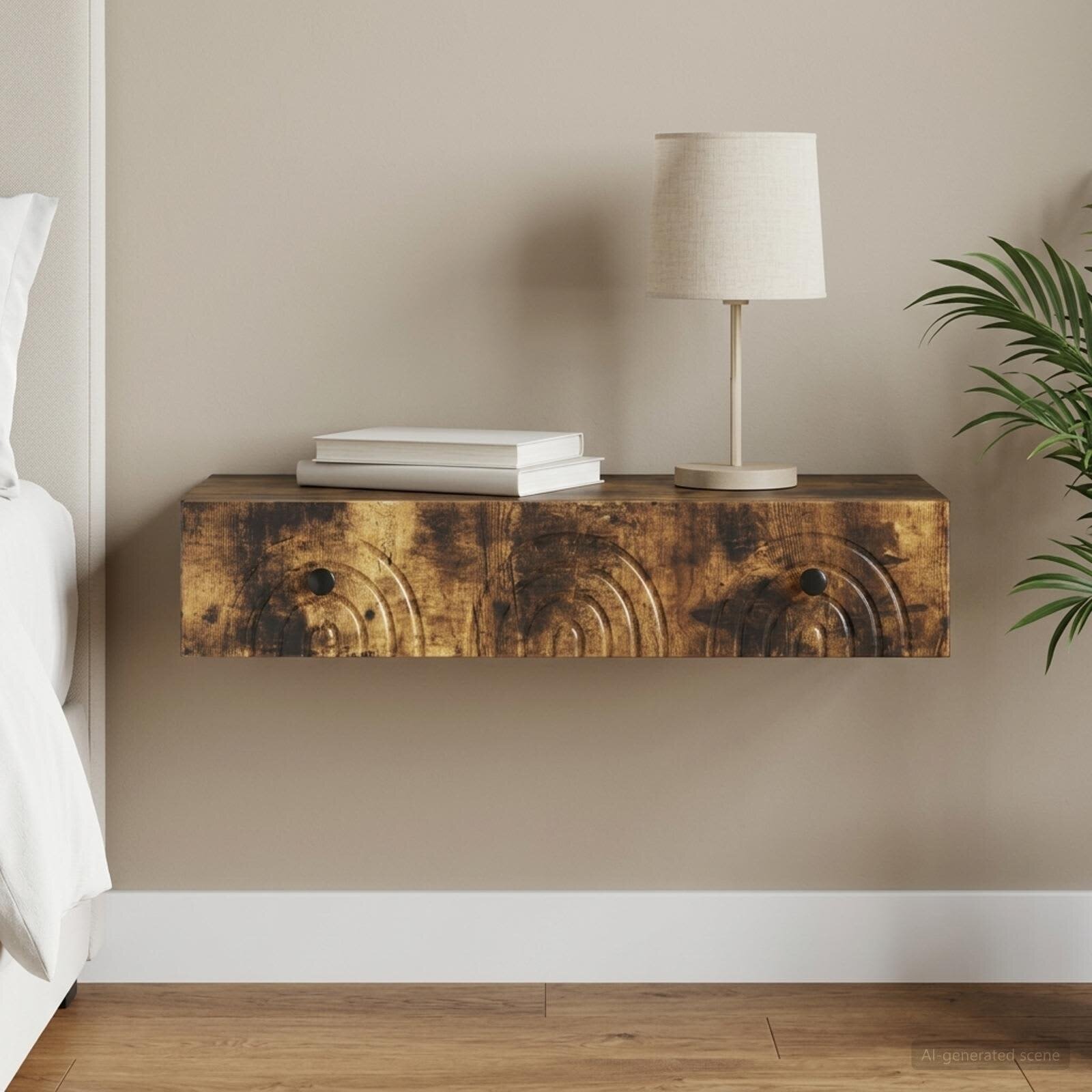 vidaXL Стенен страничен масичка 875 x 345 x 17 см Опушен дъб