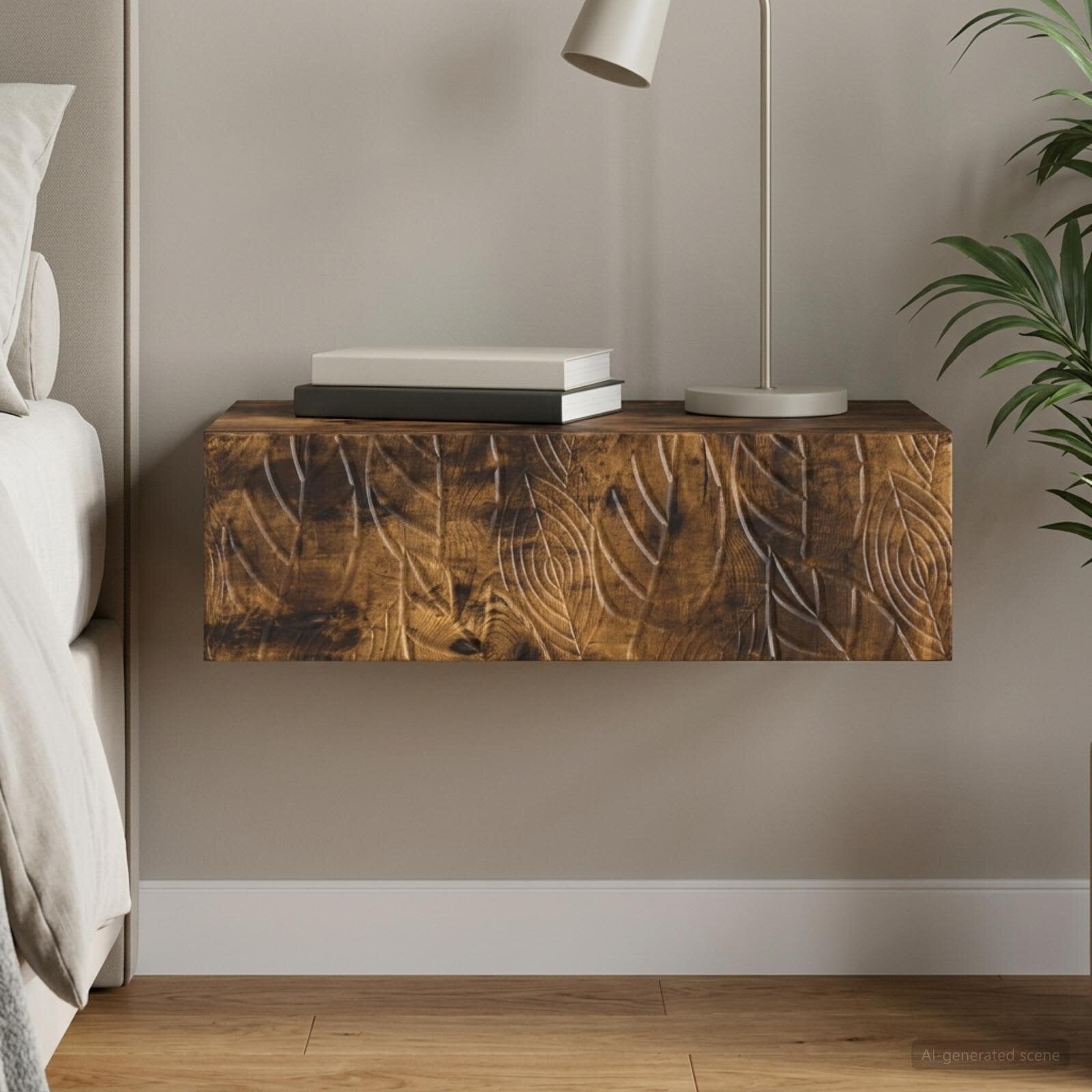 vidaXL Стенен страничен масичка 875 x 345 x 17 см Опушен дъб