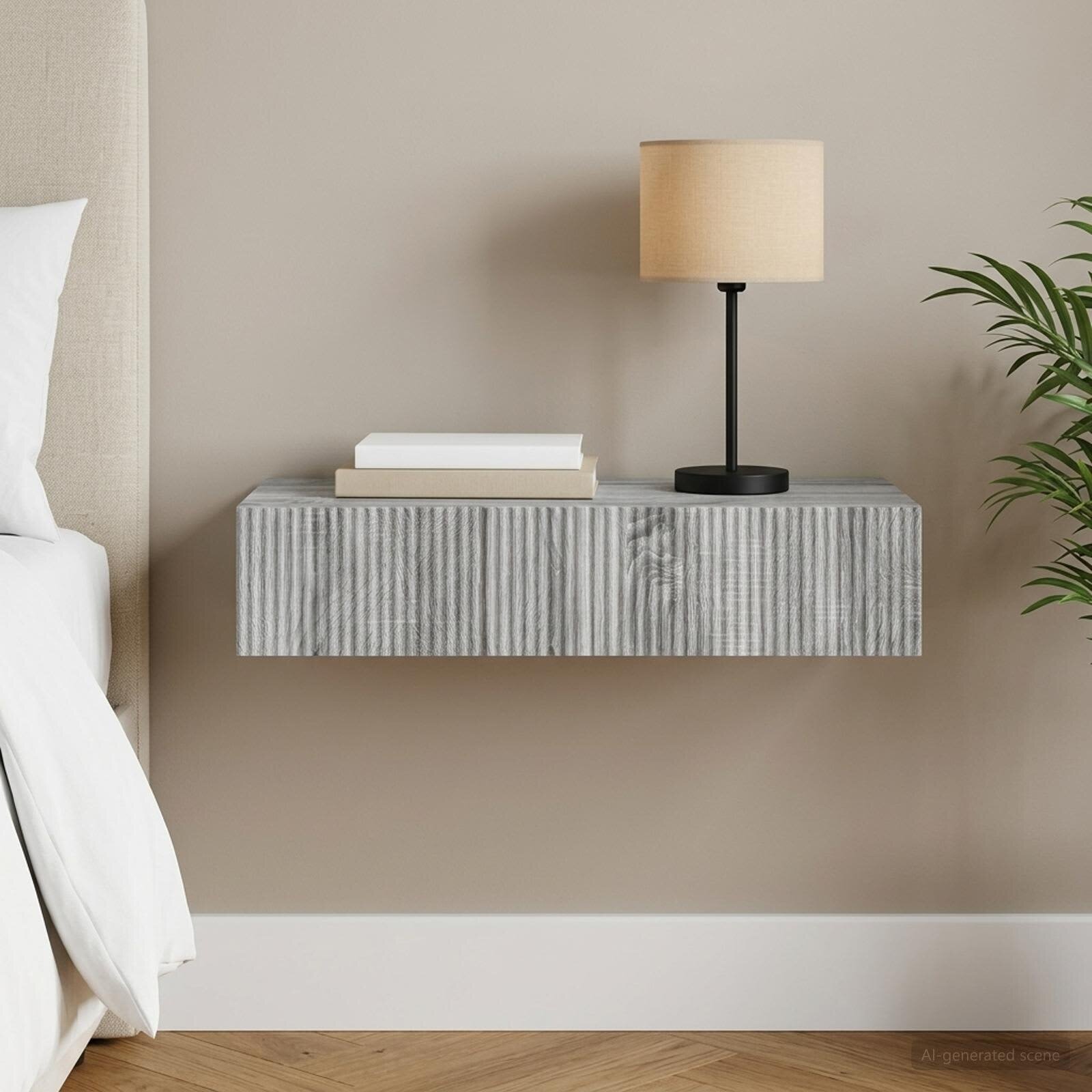 vidaXL Стенен страничен масичка 875 x 345 x 17 см Сива сонома
