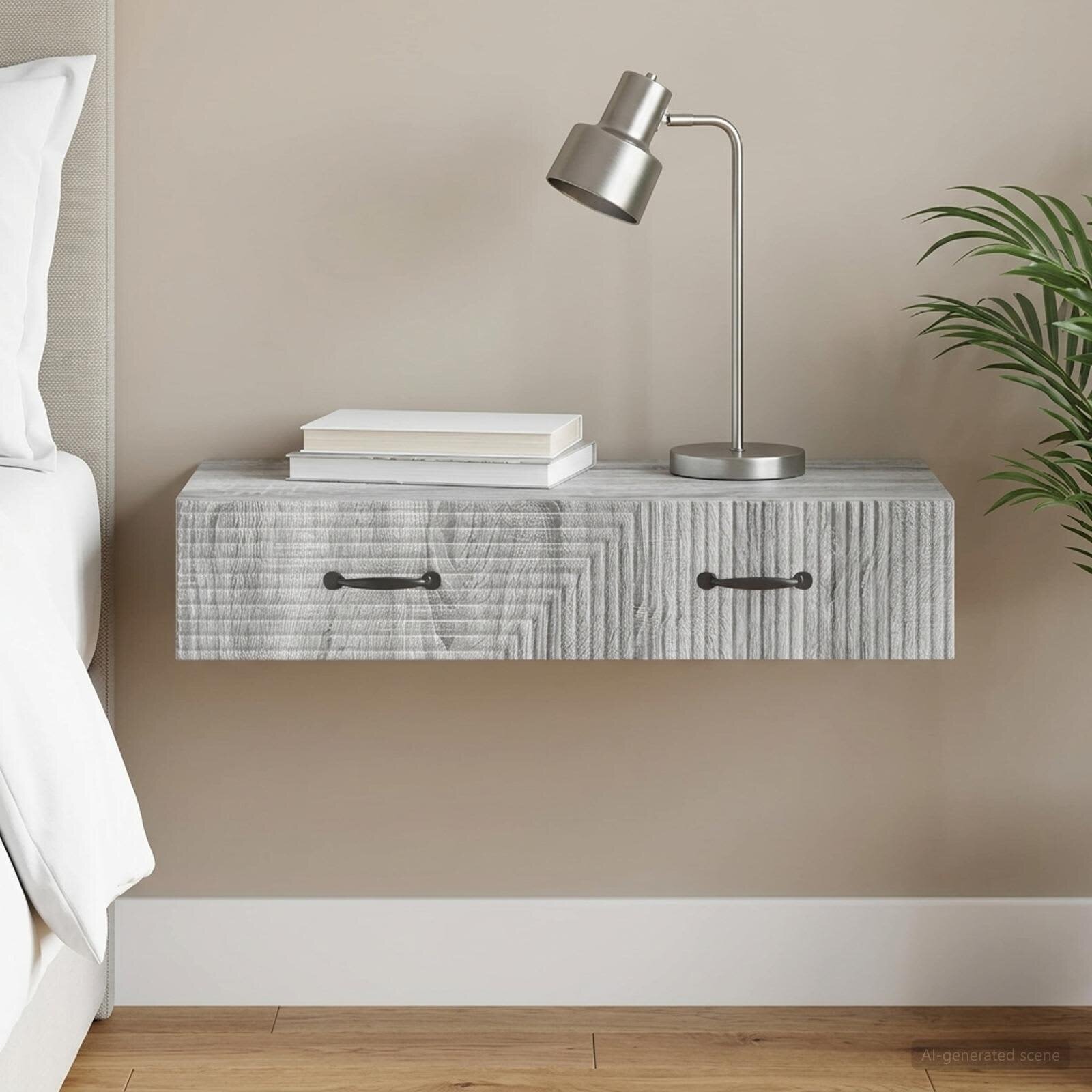 vidaXL Стенен страничен масичка 875 x 345 x 17 см Сива сонома