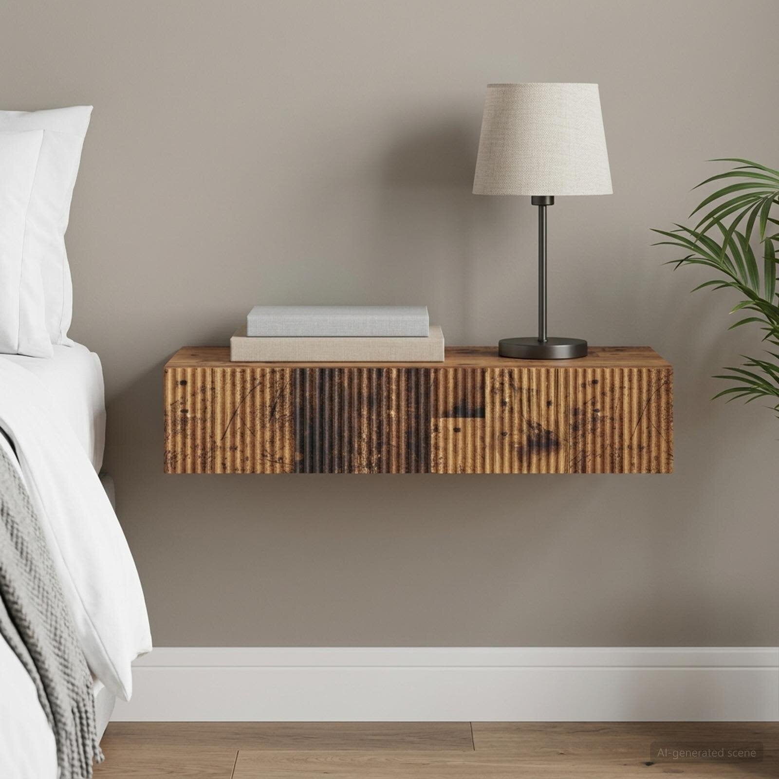 vidaXL Стенен страничен масичка 875 x 345 x 17 см Старо дърво