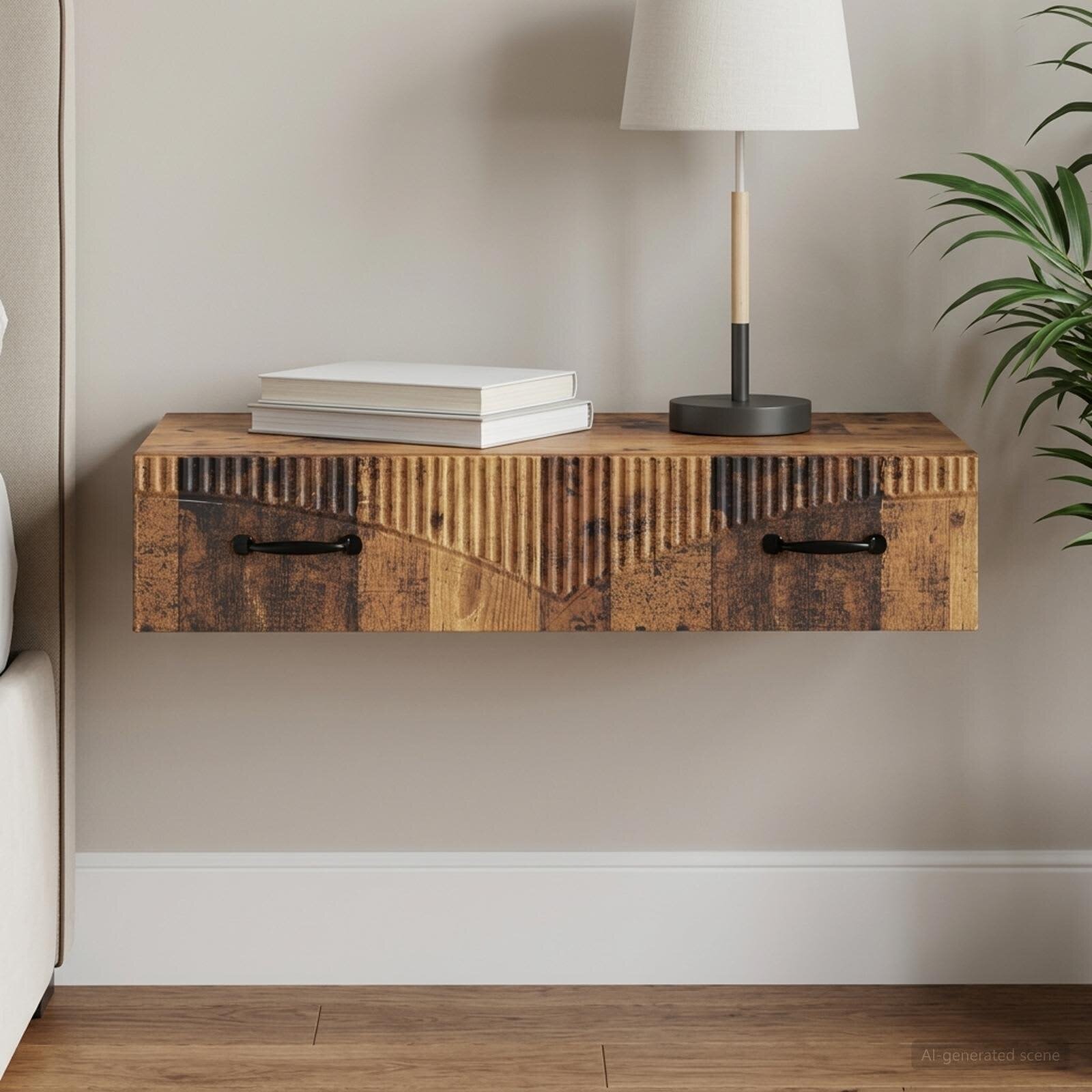 vidaXL Стенен страничен масичка 875 x 345 x 17 см Старо дърво