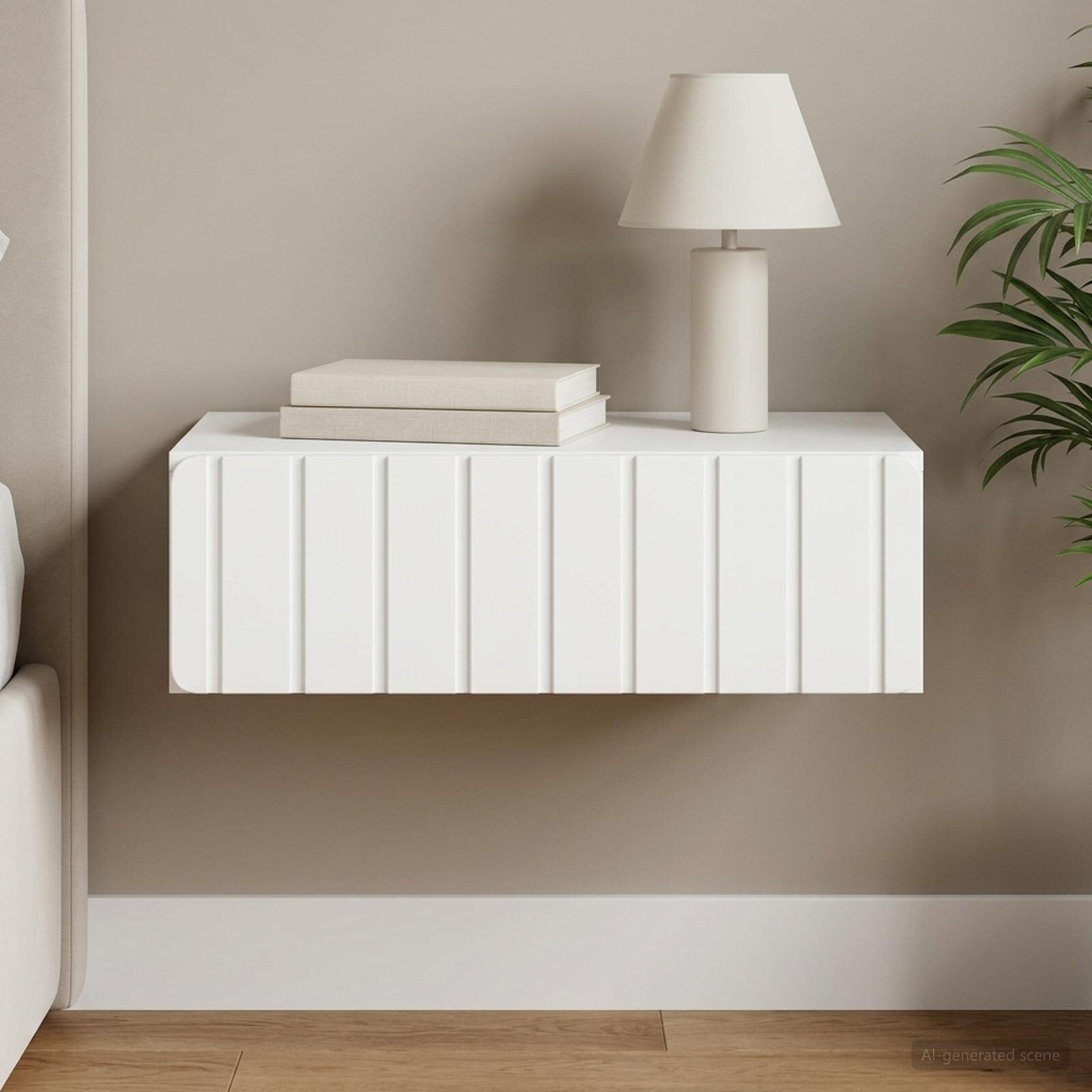 vidaXL Стенен страничен масичка Бяло 59 x 345 x 17 см