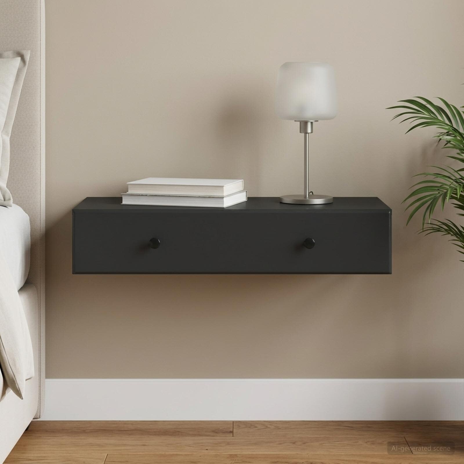 vidaXL Стенен страничен масичка Черно 875 x 345 x 17 см