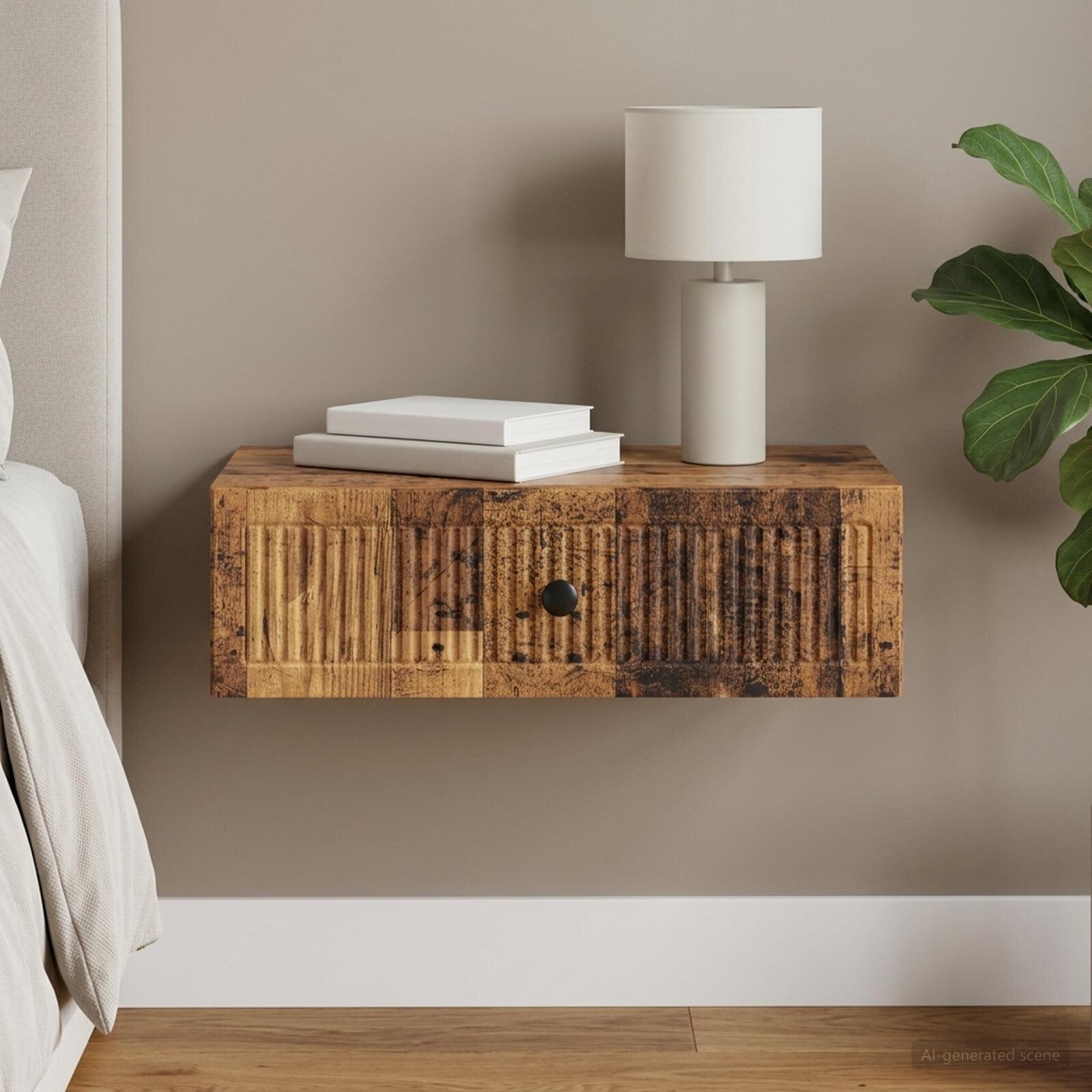 vidaXL Стенен страничен масичка Старо дърво 59 x 345 x 17 см