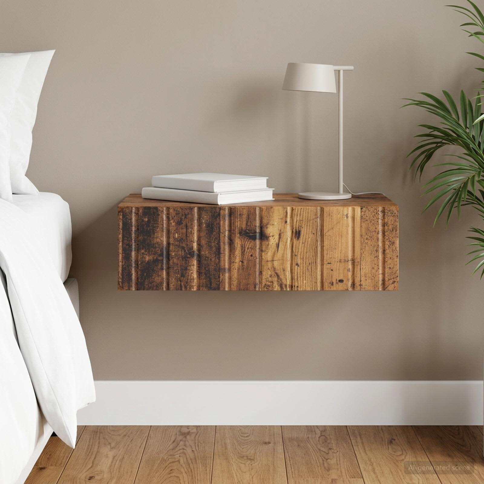 vidaXL Стенен страничен масичка Старо дърво 59 x 345 x 17 см