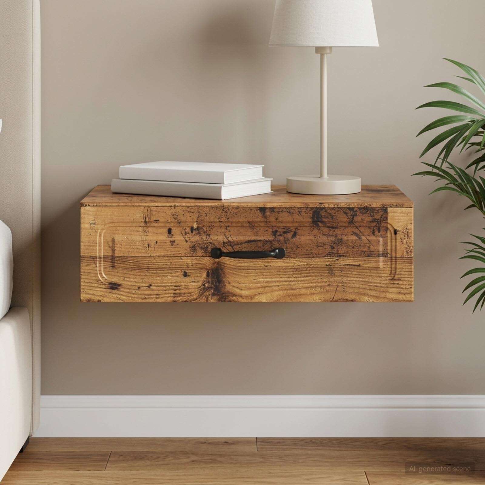vidaXL Стенен страничен масичка Старо дърво 59 x 345 x 17 см
