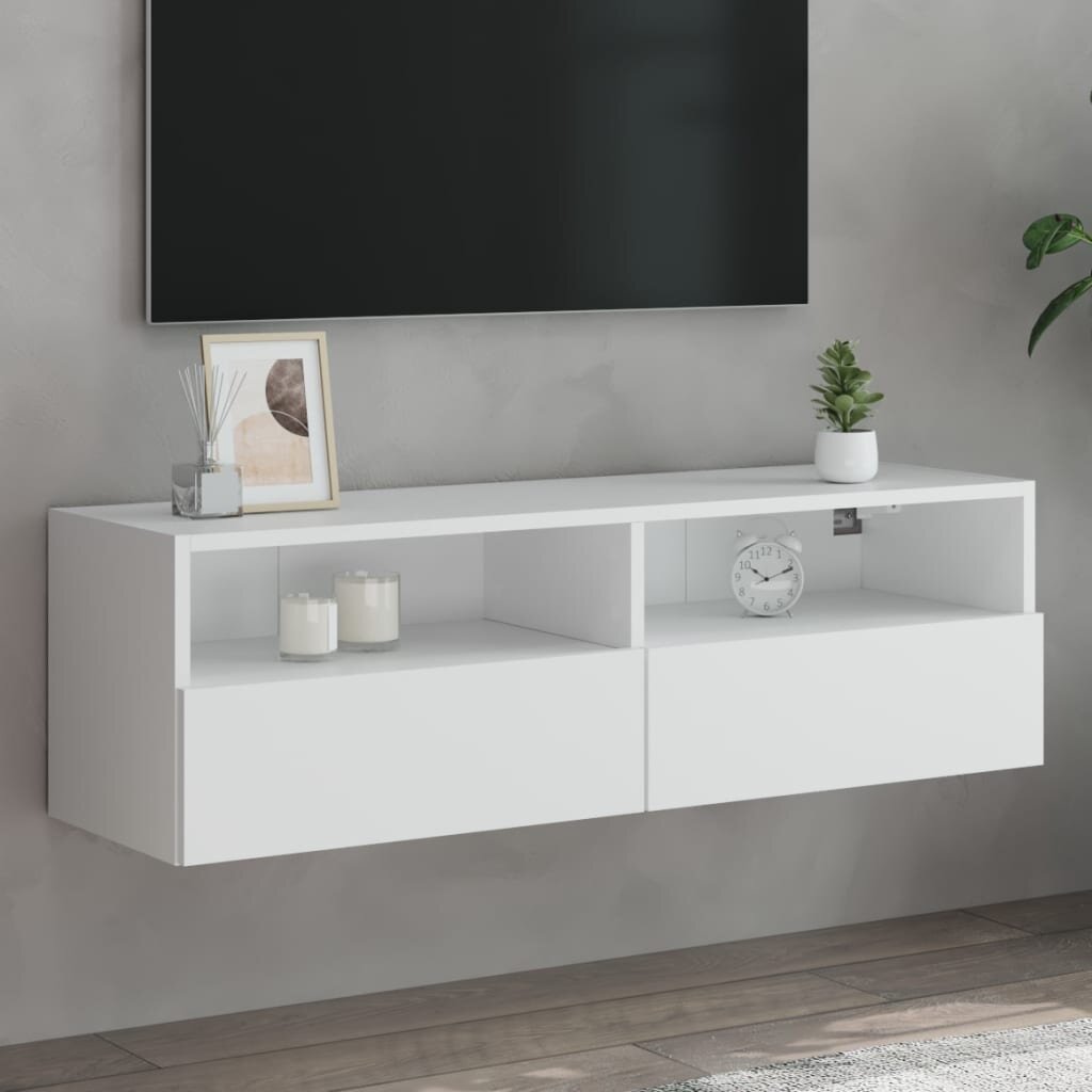 vidaXL Стенен ТB шкаф бял 100x30x30 см инженерно дърво