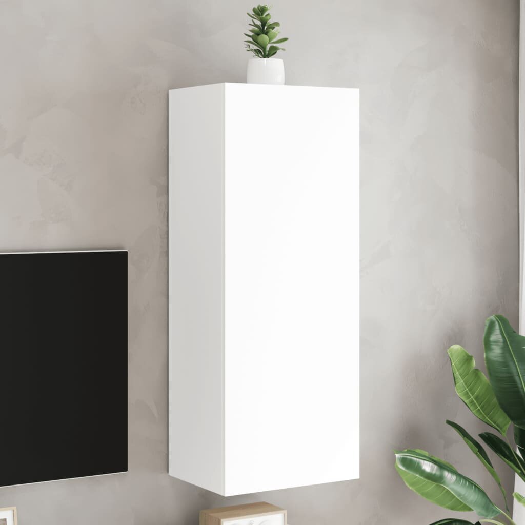 vidaXL Стенен ТB шкаф бял 405x30x102 см инженерно дърво