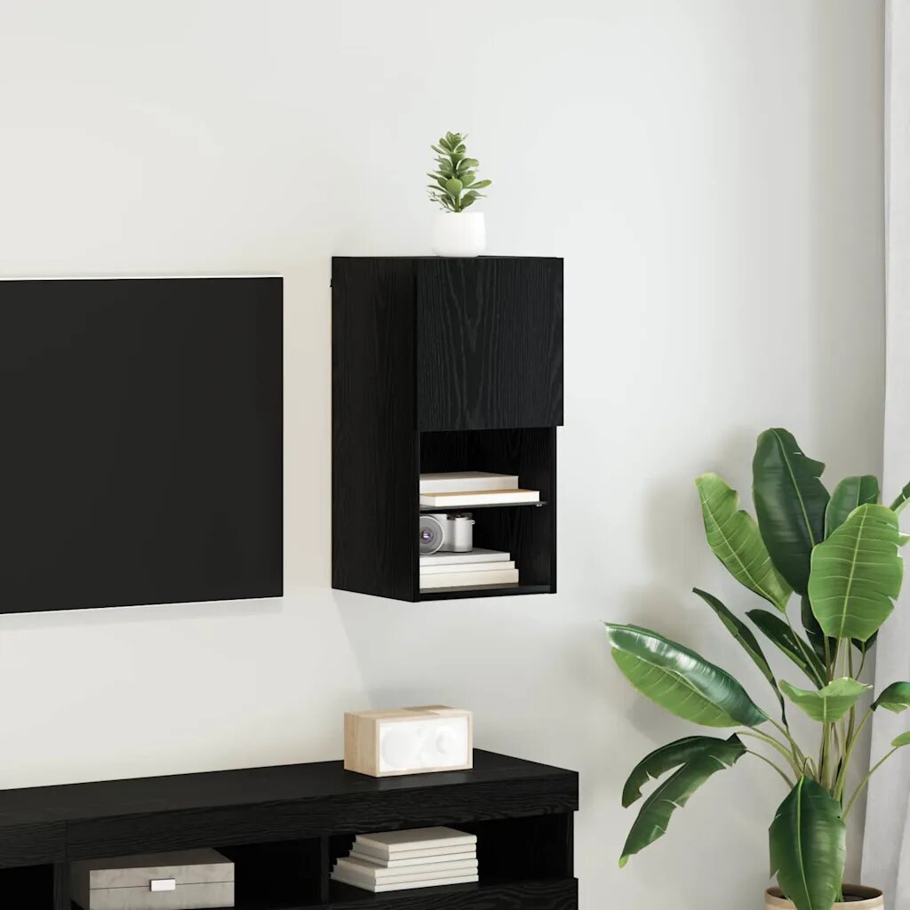vidaXL Стенен телевизионен шкаф 305 x 30 x 60 см Черния дъб