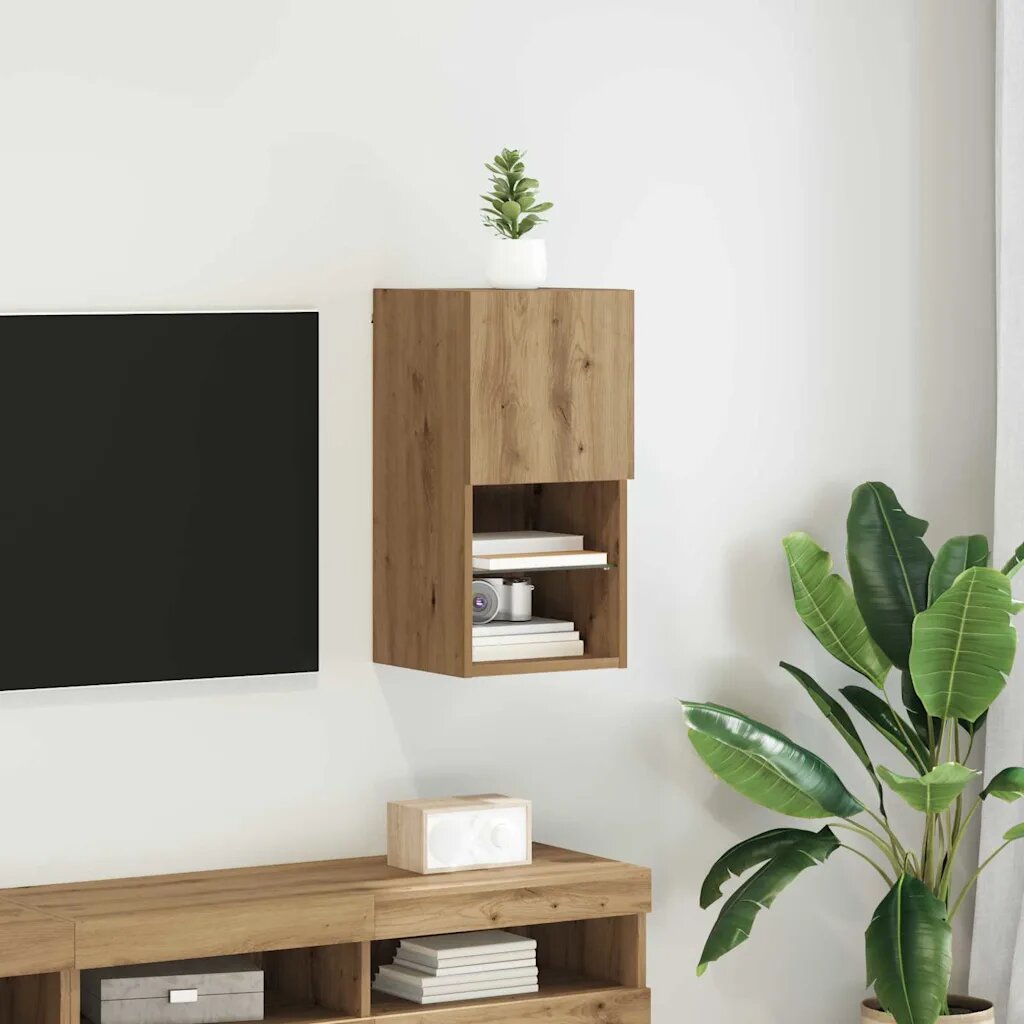 vidaXL Стенен телевизионен шкаф 305 x 30 x 60 см Дъб