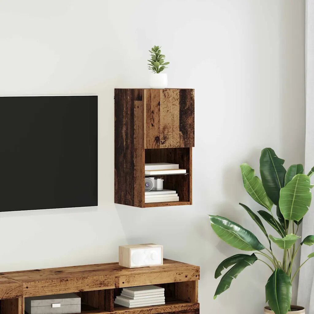 vidaXL Стенен телевизионен шкаф 305 x 30 x 60 см Старо дърво