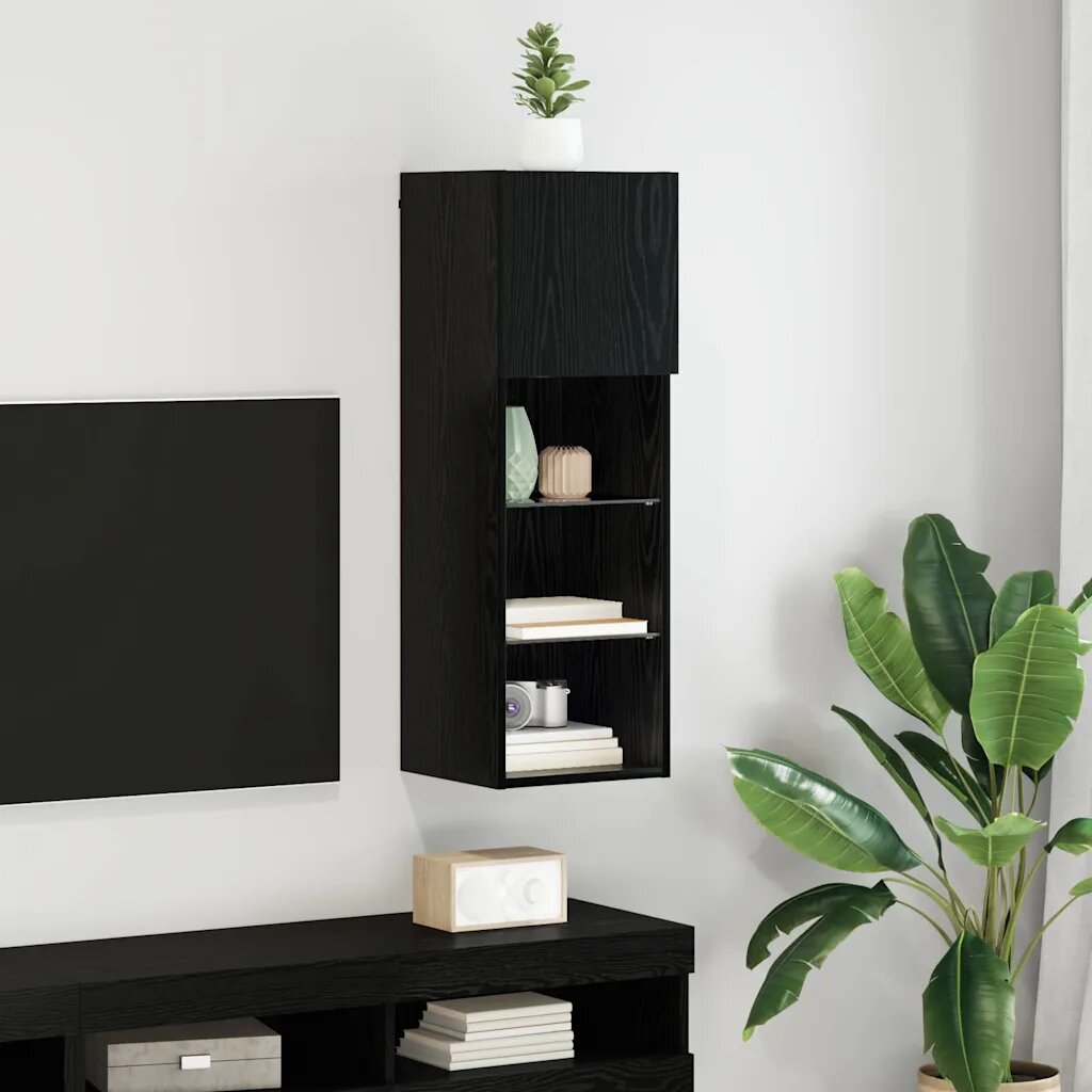 vidaXL Стенен телевизионен шкаф 305 x 30 x 90 см Черния дъб