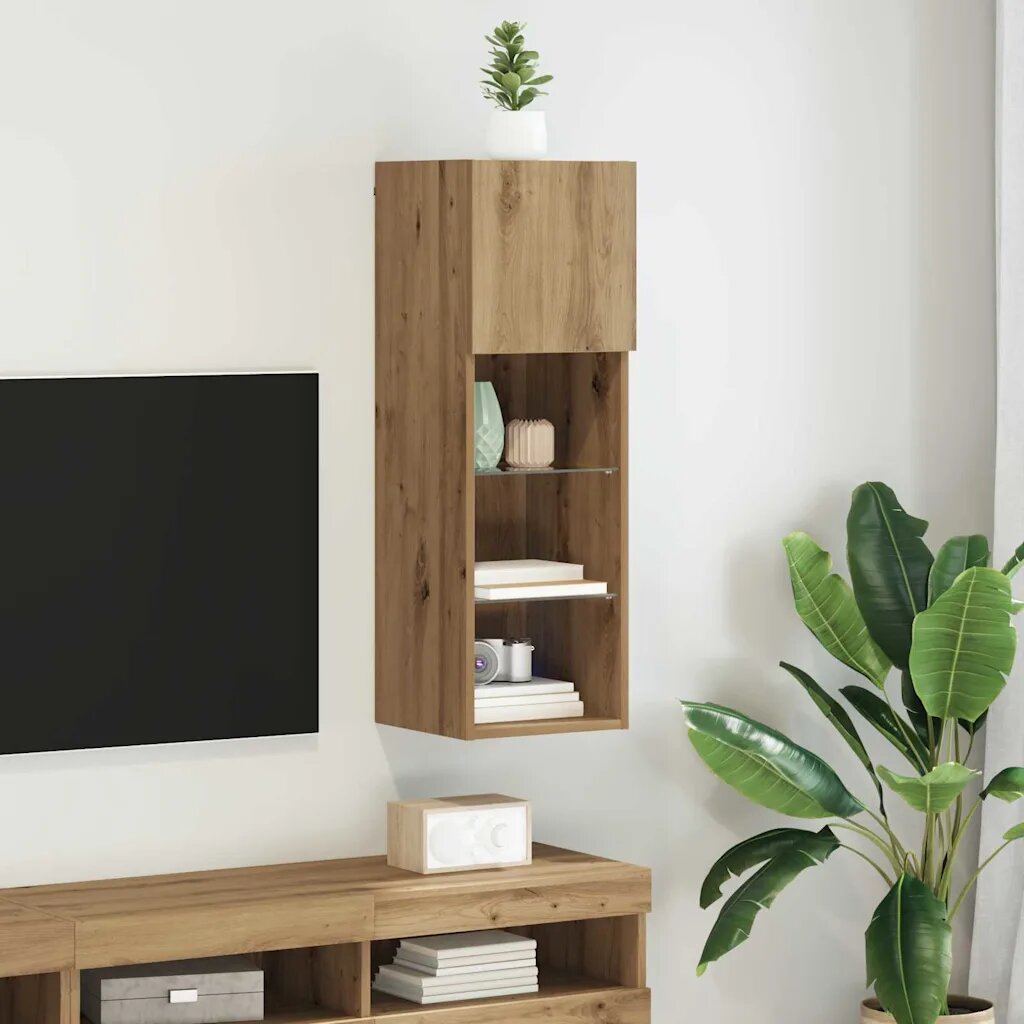 vidaXL Стенен телевизионен шкаф 305 x 30 x 90 см Дъб