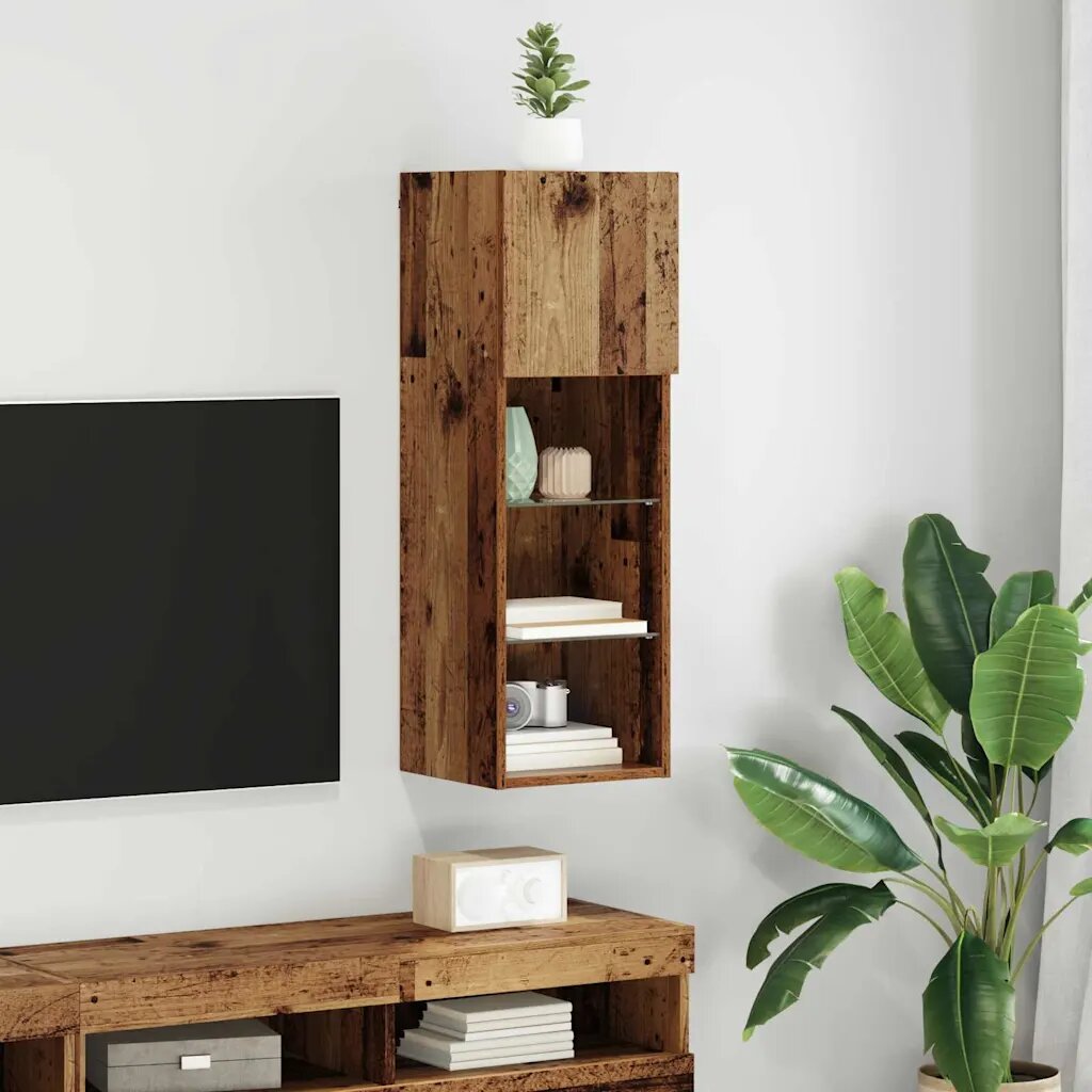 vidaXL Стенен телевизионен шкаф 305 x 30 x 90 см Старо дърво