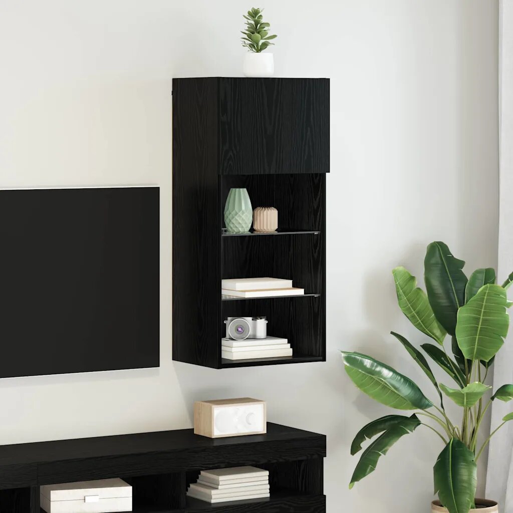 vidaXL Стенен телевизионен шкаф 405 x 30 x 90 см Черния дъб