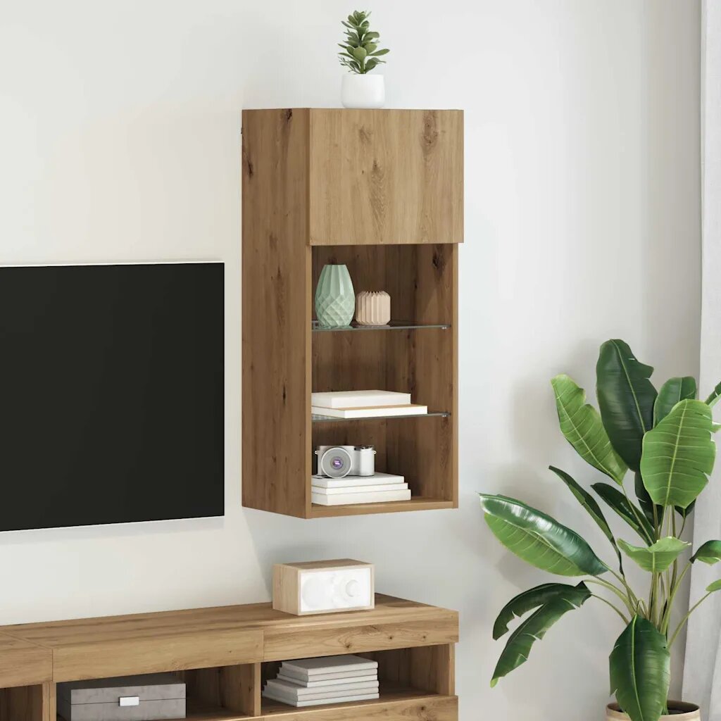 vidaXL Стенен телевизионен шкаф 405 x 30 x 90 см Дъб