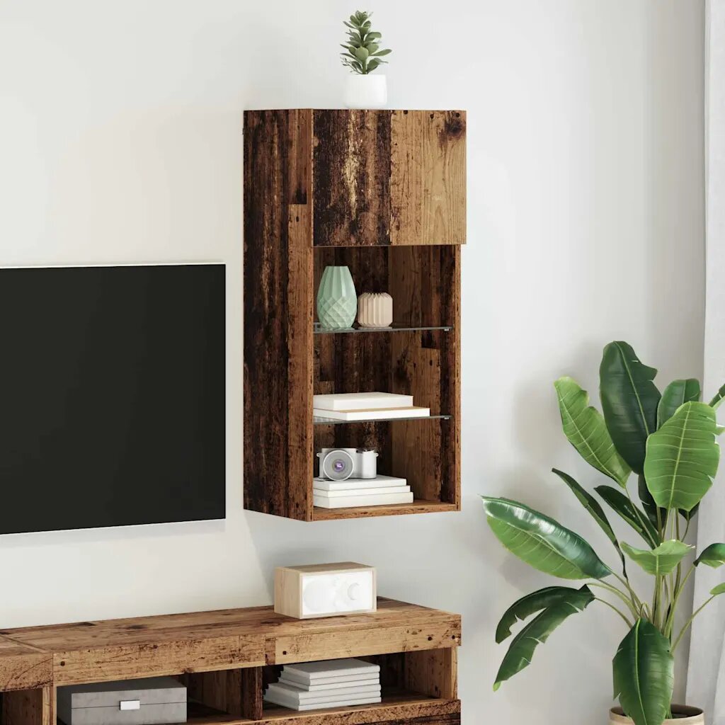 vidaXL Стенен телевизионен шкаф 405 x 30 x 90 см Старо дърво