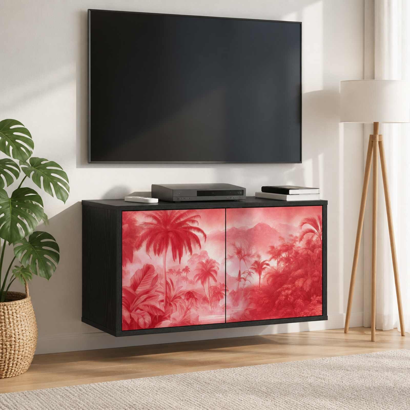 vidaXL Стенен телевизионен шкаф AACHEN 69 x 33 x 40 см Черен дъб