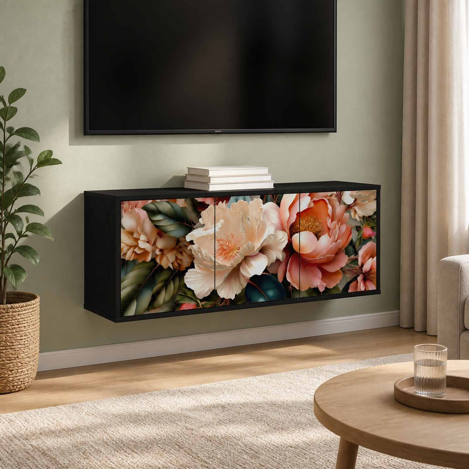 vidaXL Стенен телевизионен шкаф BORNE 102 x 33 x 40 см Черен дъб