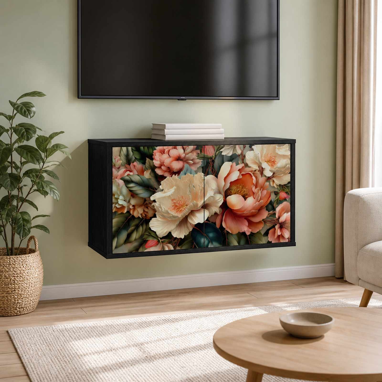 vidaXL Стенен телевизионен шкаф BORNE 69 x 33 x 40 см Черен дъб
