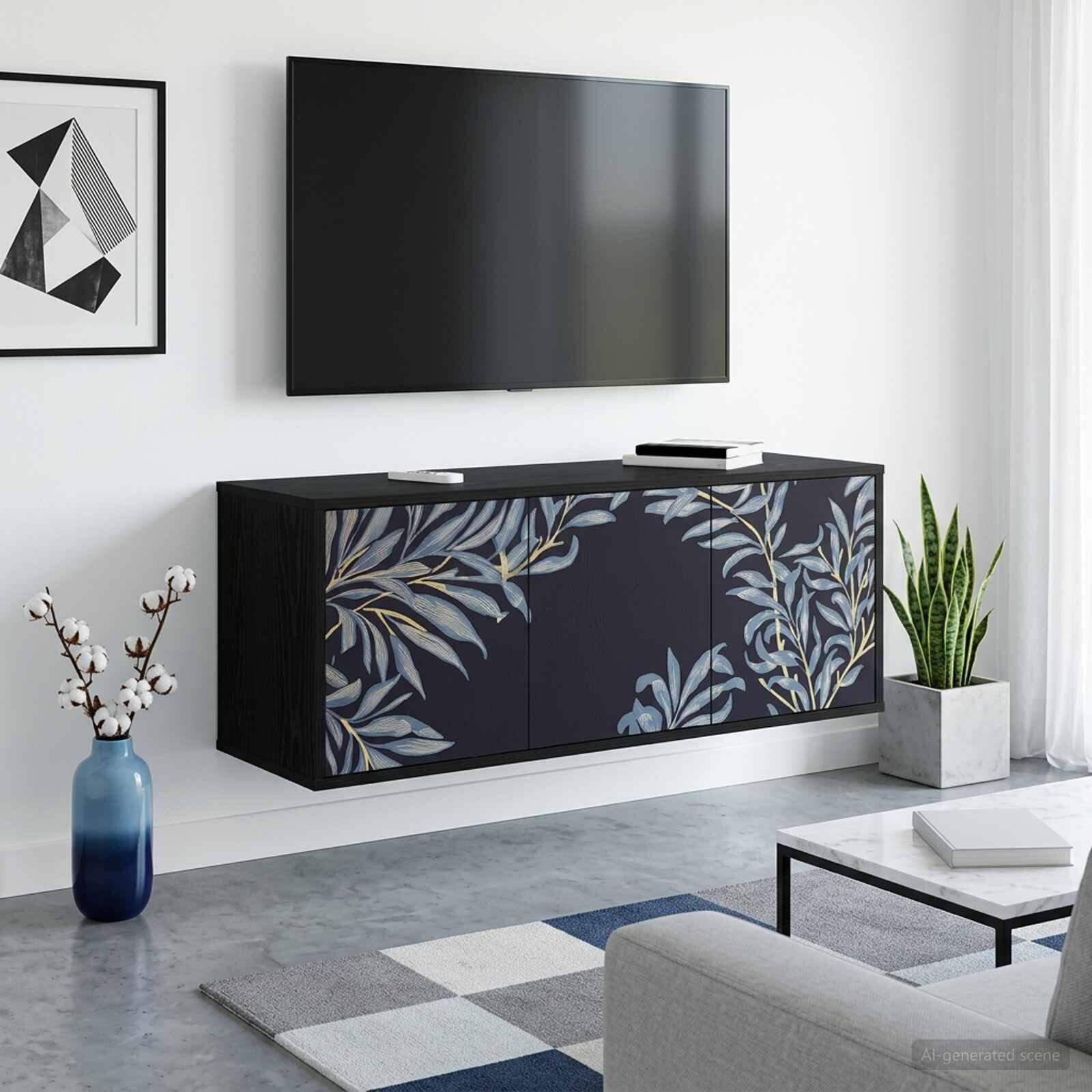 vidaXL Стенен телевизионен шкаф DOKKUM 102 x 33 x 40 см Черен дъб