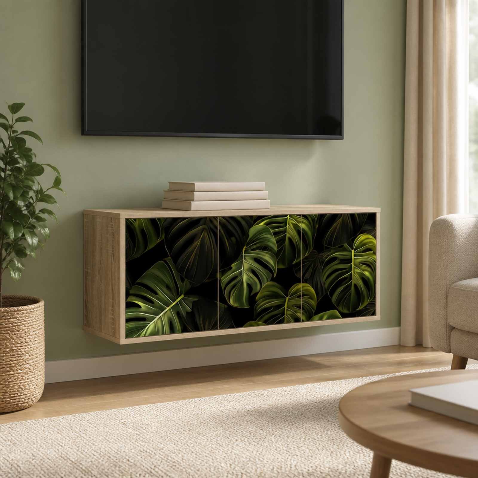 vidaXL Стенен телевизионен шкаф ELBURG 102 x 33 x 40 см Дъб сонома