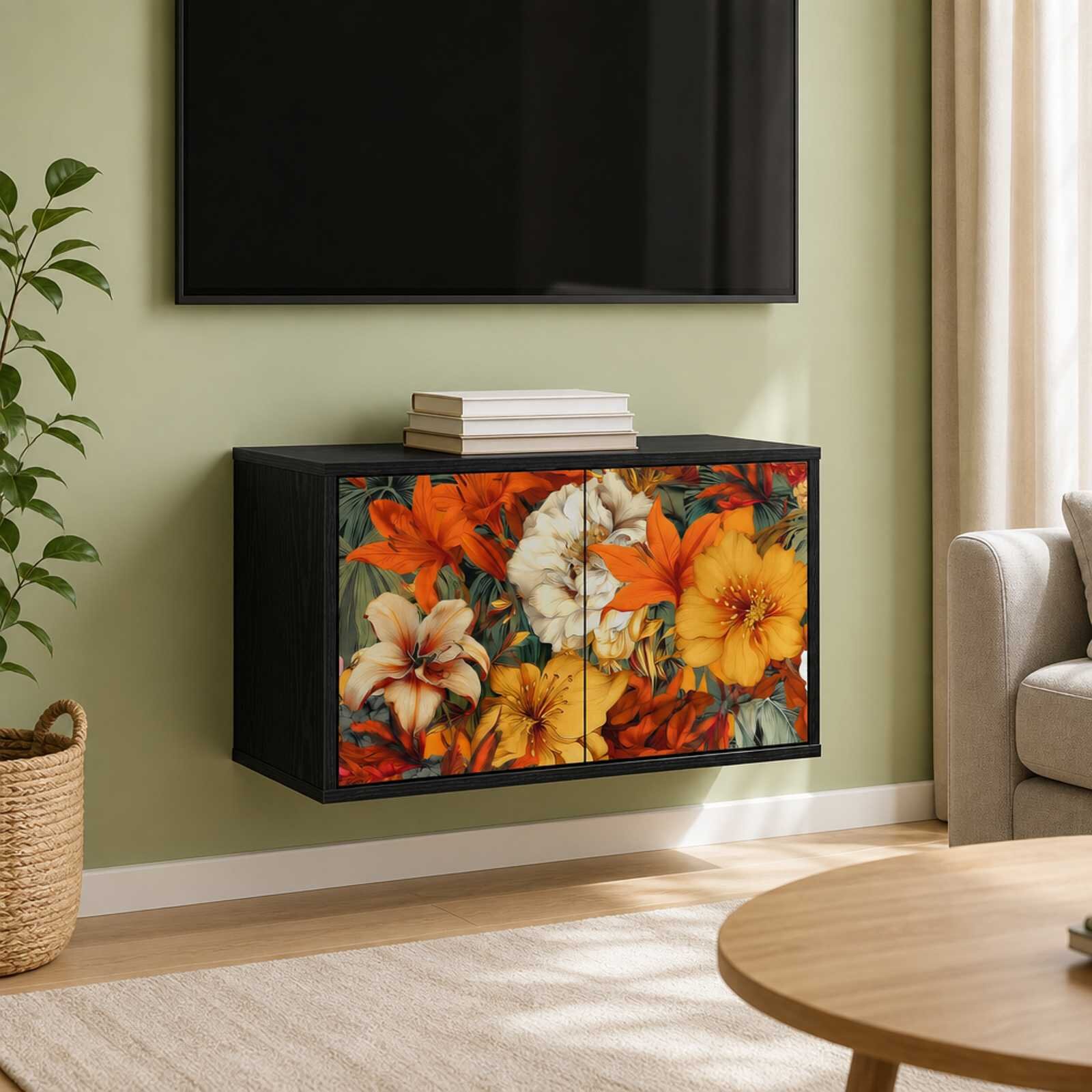 vidaXL Стенен телевизионен шкаф GENNEP 69 x 33 x 40 см Черен дъб