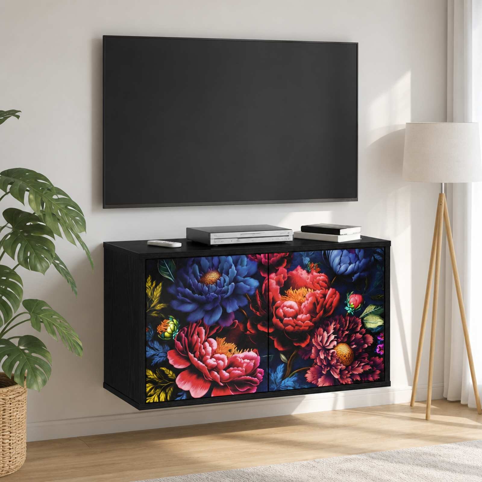 vidaXL Стенен телевизионен шкаф KIEL 69 x 33 x 40 см Черен дъб