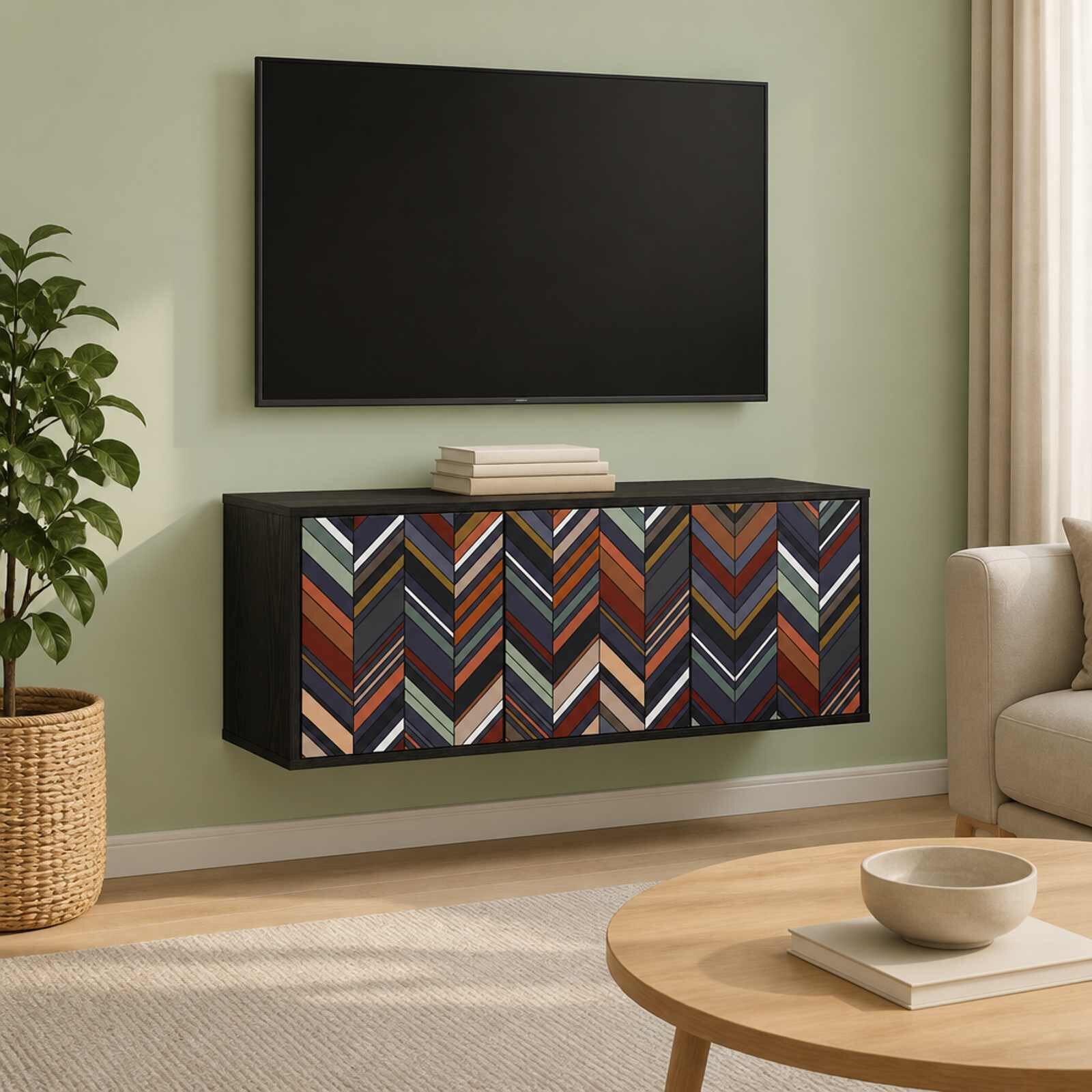 vidaXL Стенен телевизионен шкаф OMMEN 102 x 33 x 40 см Черен дъб