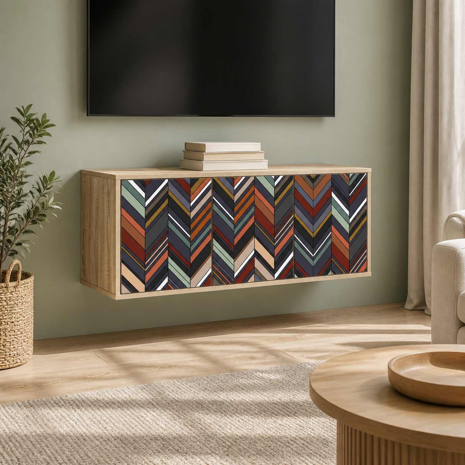 vidaXL Стенен телевизионен шкаф OMMEN 102 x 33 x 40 см Дъб сонома