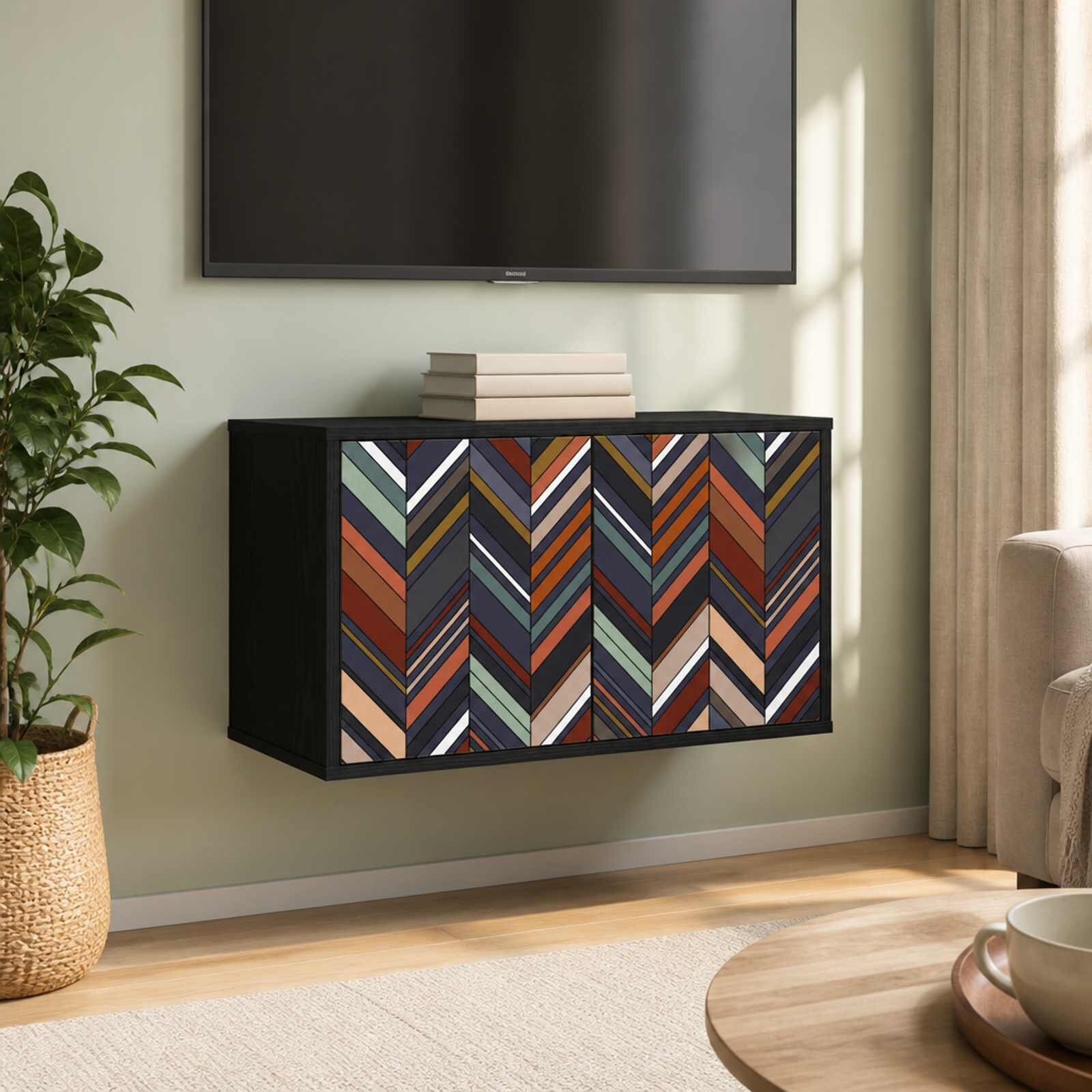 vidaXL Стенен телевизионен шкаф OMMEN 69 x 33 x 40 см Черен дъб