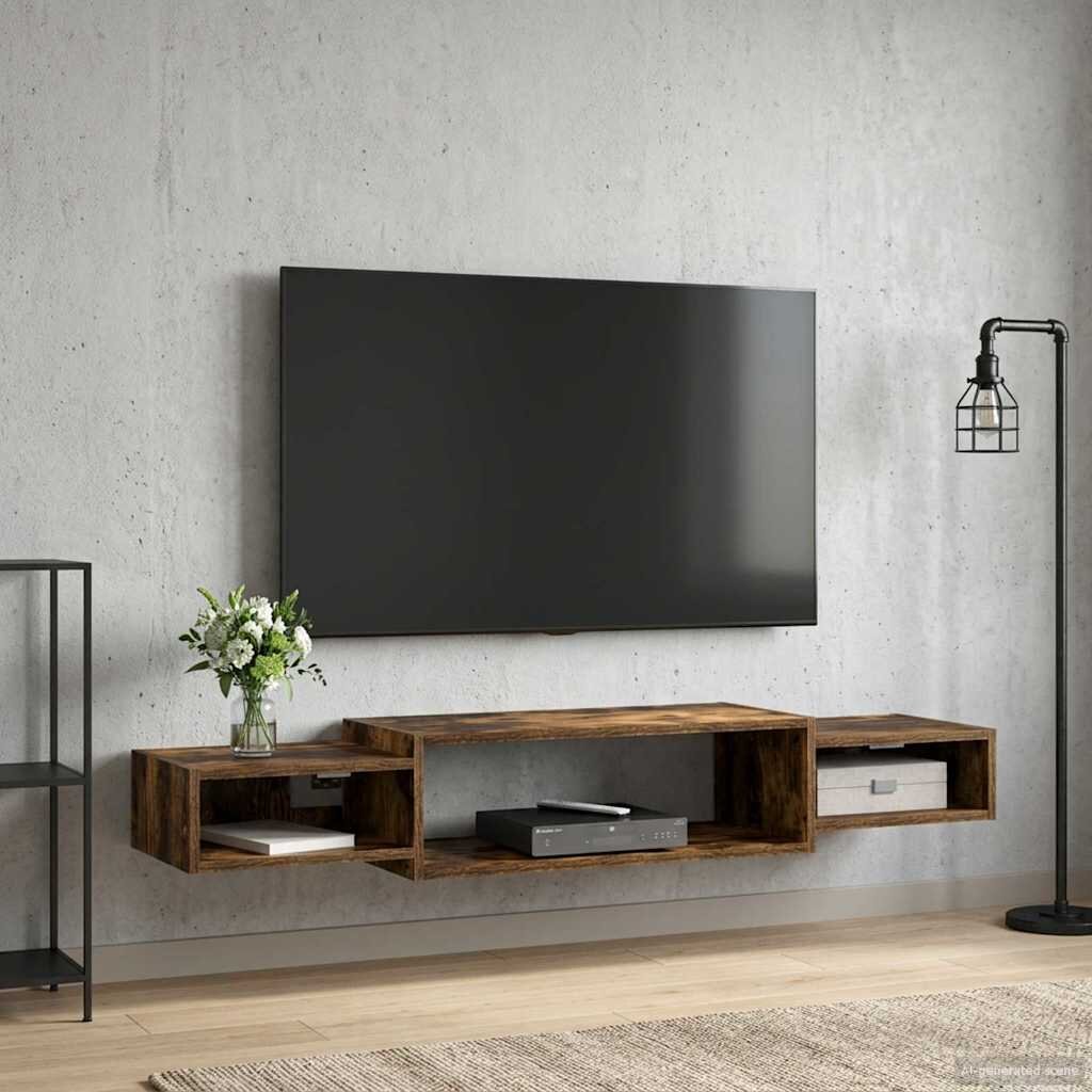 vidaXL Стенен телевизионен шкаф Опушен дъб 140 x 28 x 21 см