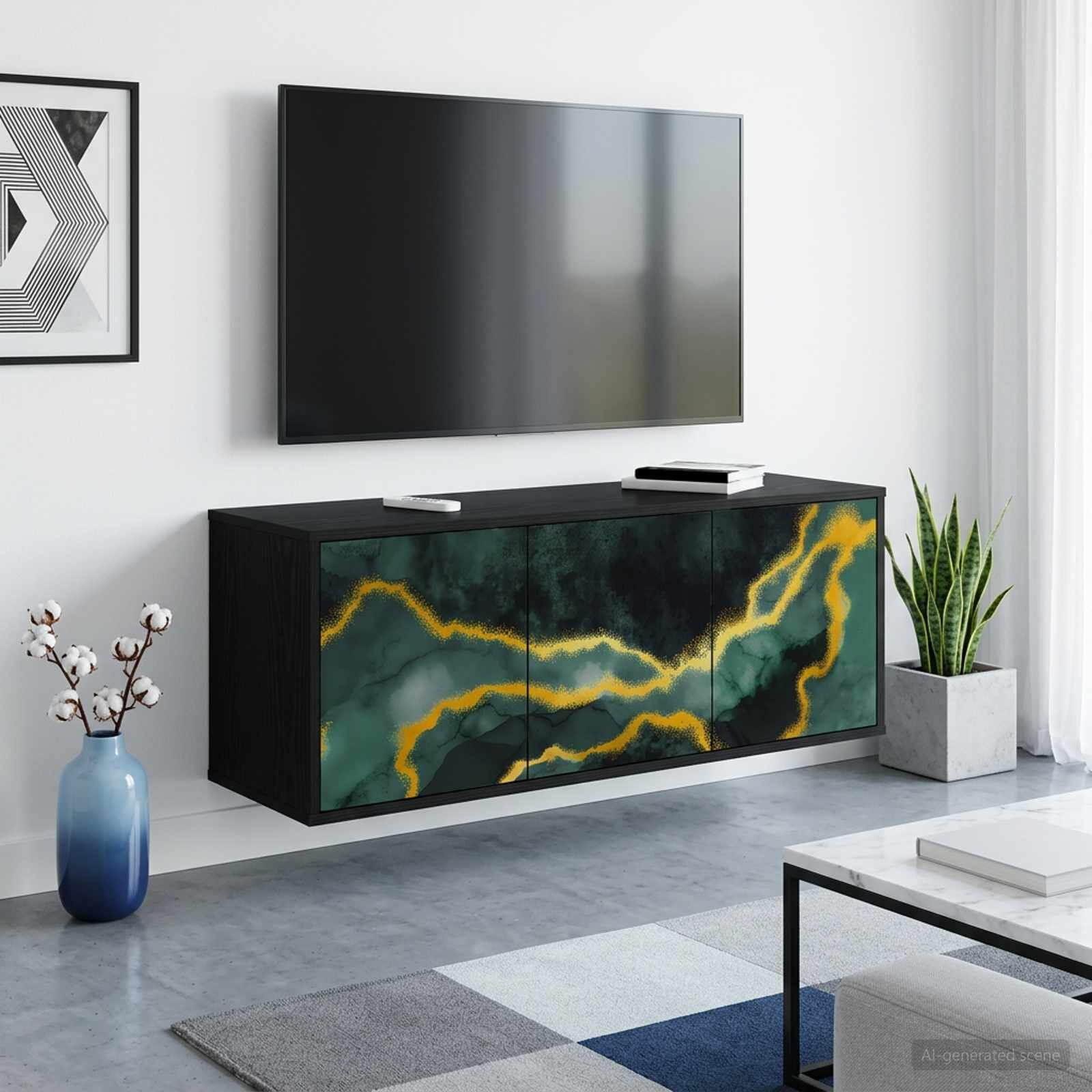 vidaXL Стенен телевизионен шкаф WIJHE 102 x 33 x 40 см Черен дъб