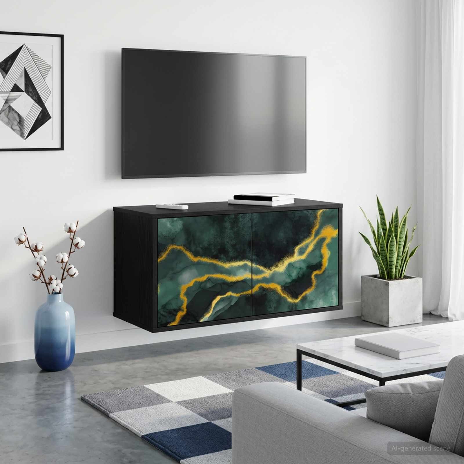 vidaXL Стенен телевизионен шкаф WIJHE 69 x 33 x 40 см Черен дъб